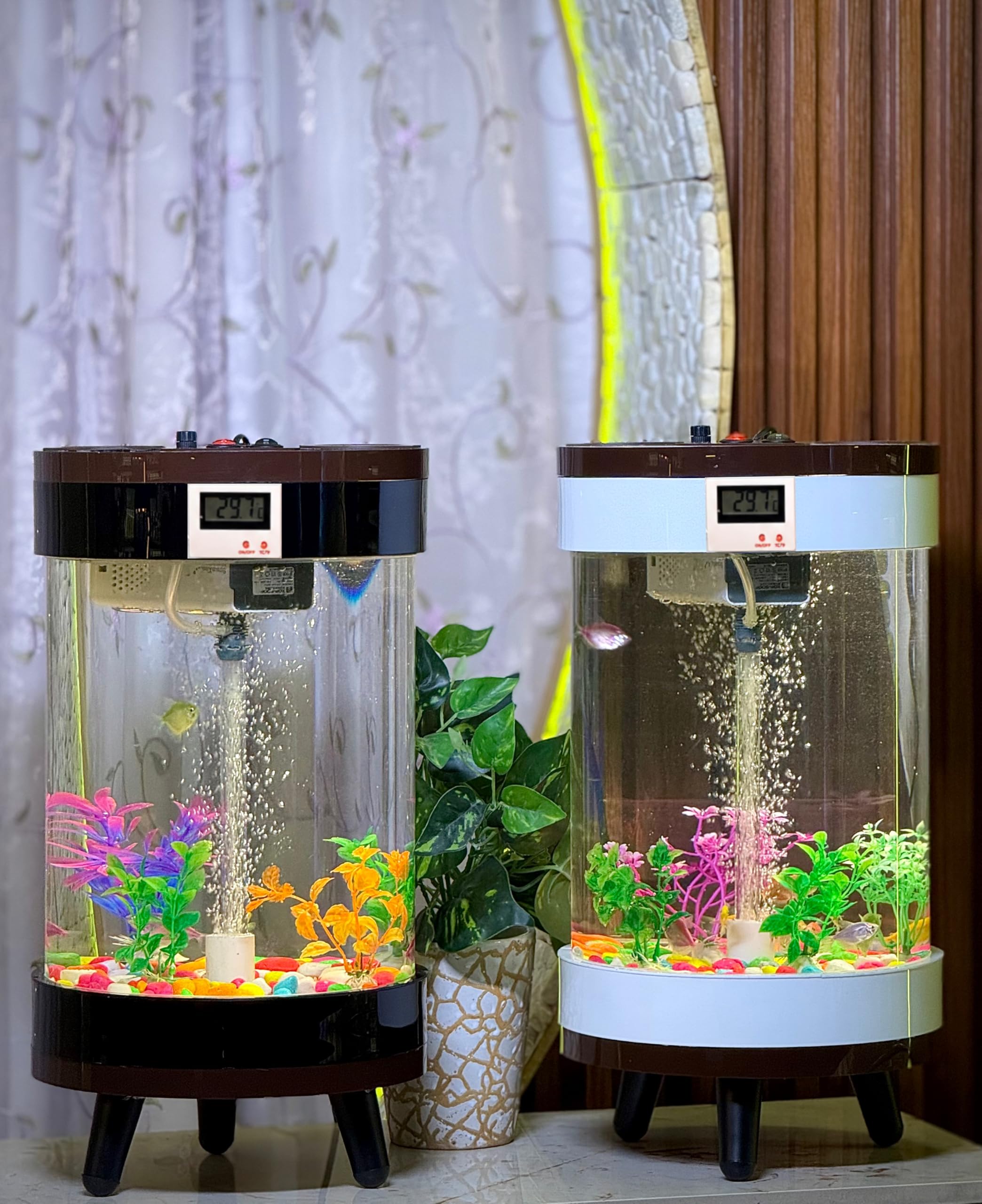 MH9 4.5 Gallon Smart Cylindrical Aquarium Featuring 6W Powerful