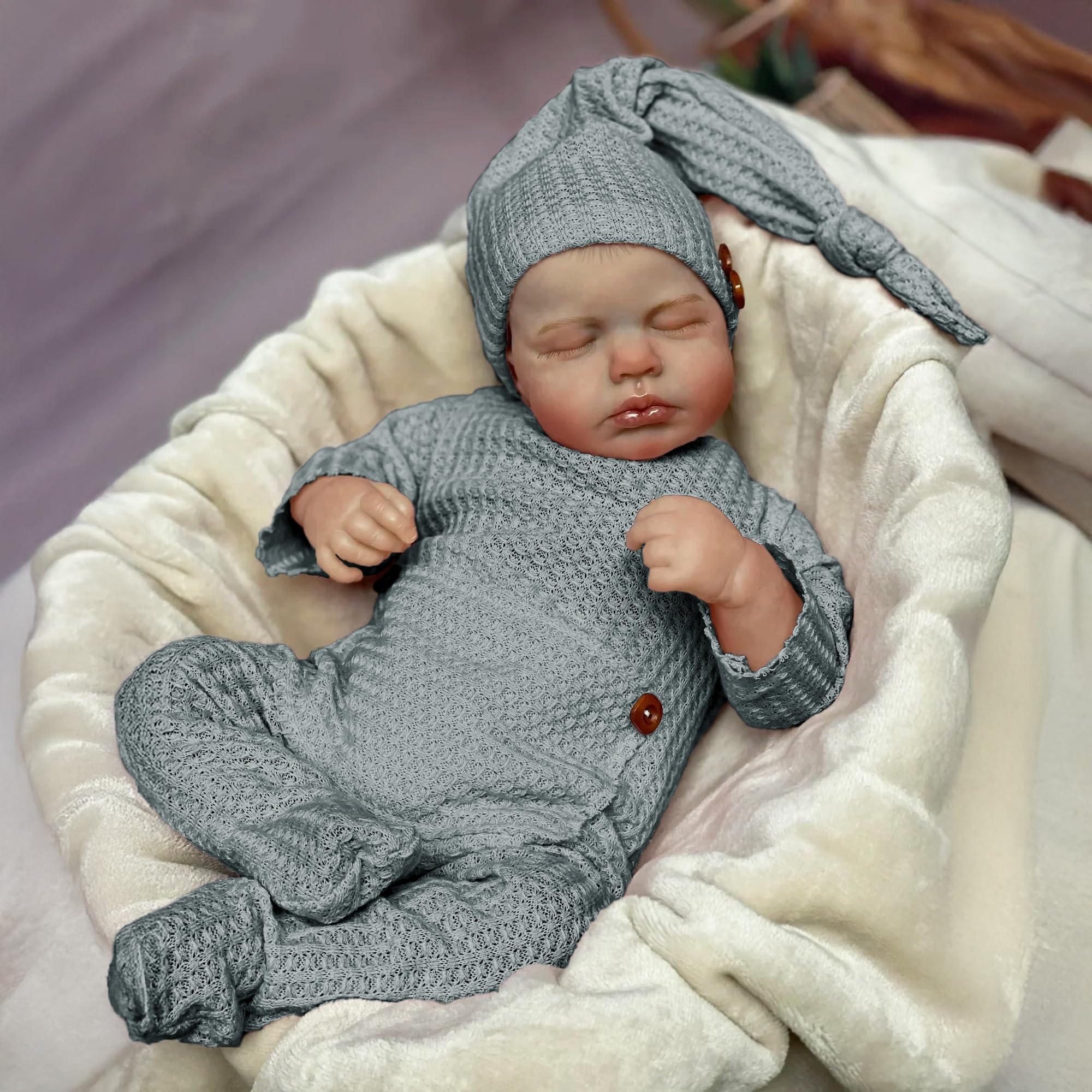 Pinky Reborn 20 Inch 50cm Reborn Baby Dolls Realistic Eyes Closed New Reborn Girl Boy Doll Silicone Reborn Toddler Dolls Weighted Handmade Doll โ image 1