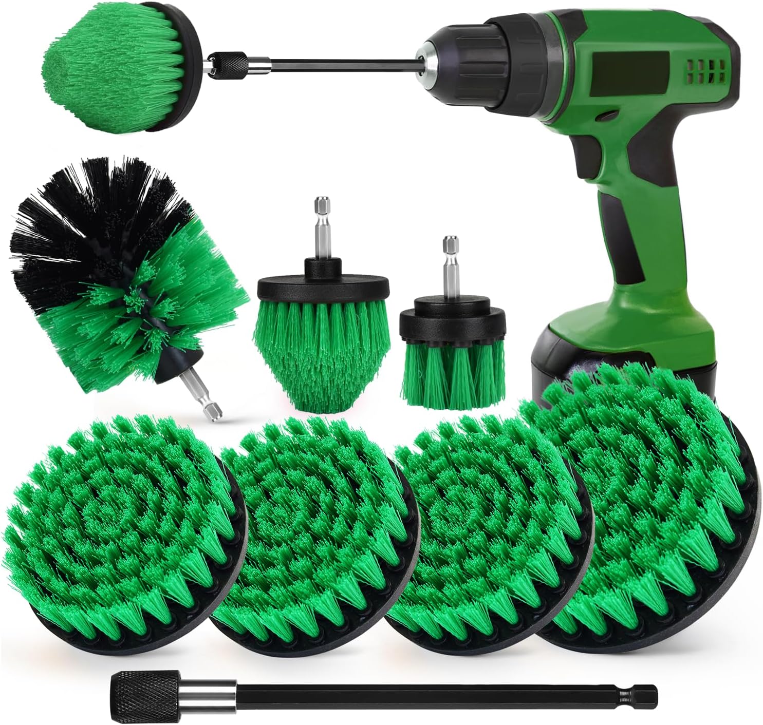 Drill Brush Attachment Set, 7 Pack 1/4in Power Scrubber