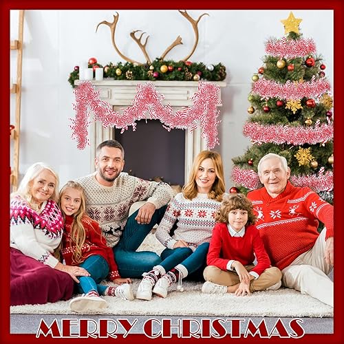 Miniatura 3 de Guirnalda de oropel de Navidad de 40 pies para árbol de Navidad, guirnalda metálica para colgar en interiores y exteriores, suministros de fiesta