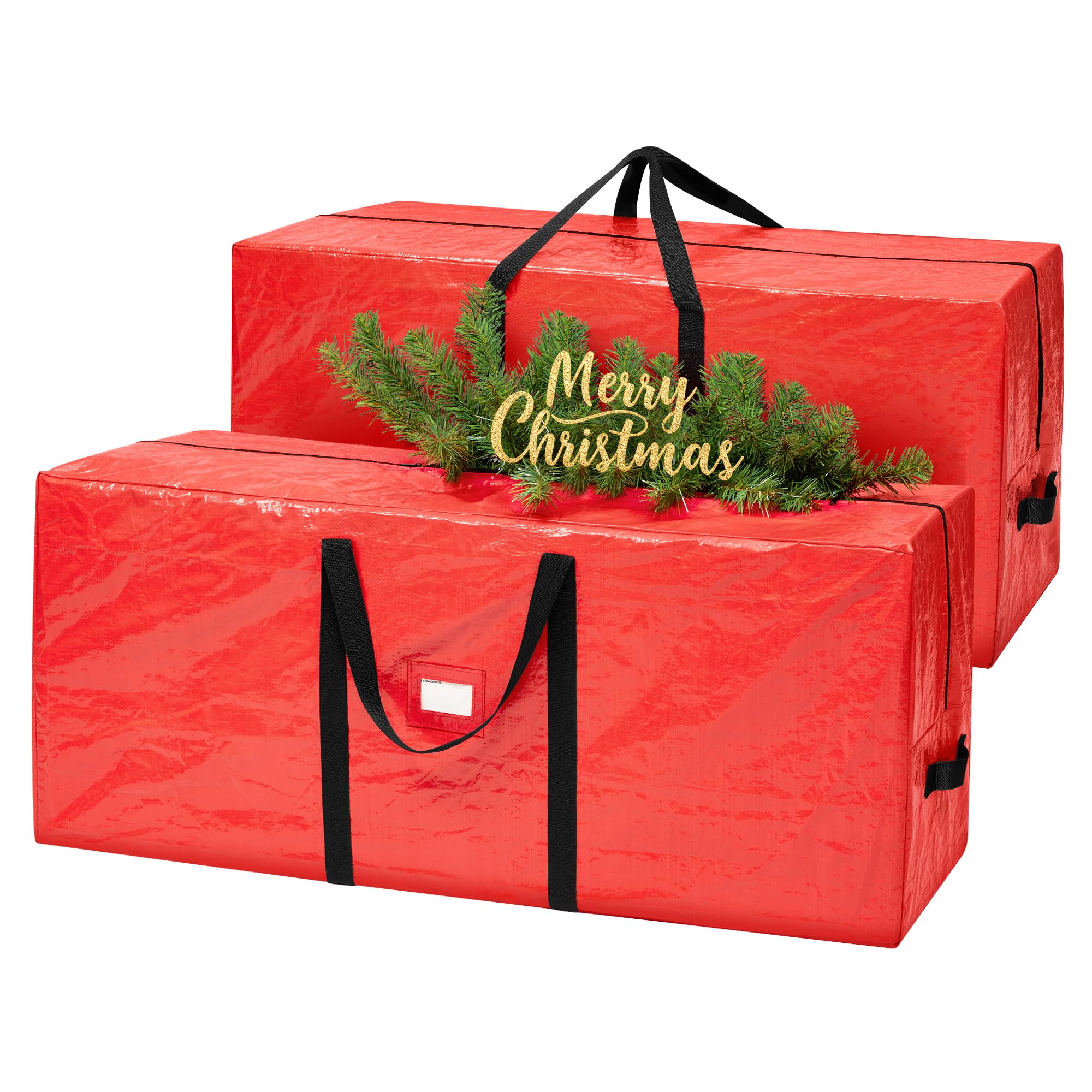 SONGMICS Borsa per Albero di Natale, Custodia per Albero Smontabile fino a 229 cm, Cuciture Interne Rinforzate, Maniglie Lunghe, con Cerniera, PE, Rosso RXS005R01