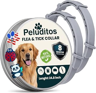 Natural Flea & Tick Collar for Dogs – 8 Months of Comfort – Essential Oil Formula – Adjustable, Lightweight, with 3 Decorative Charms Included