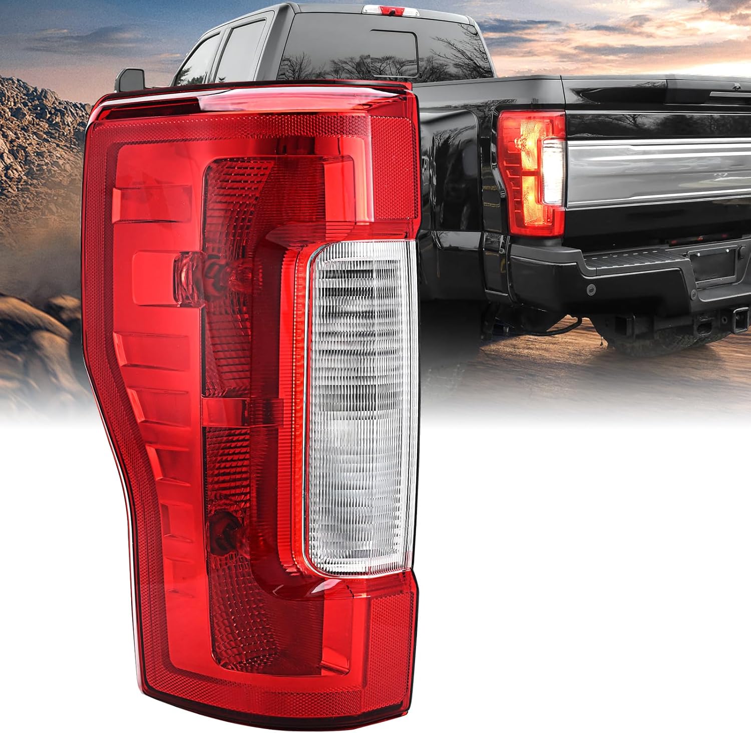 Tail Light Assembly Compatible with 2017 2018 2019 Ford F-250 F-350 Super Duty Right Passenger Side Taillights Rear Brake Signals with Bulbs, Replace HC3Z13404F