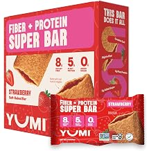 YUMI Breakfast Bars, 8g Fiber 5g Plant Protein Prebiotics, Strawberry, 30CT