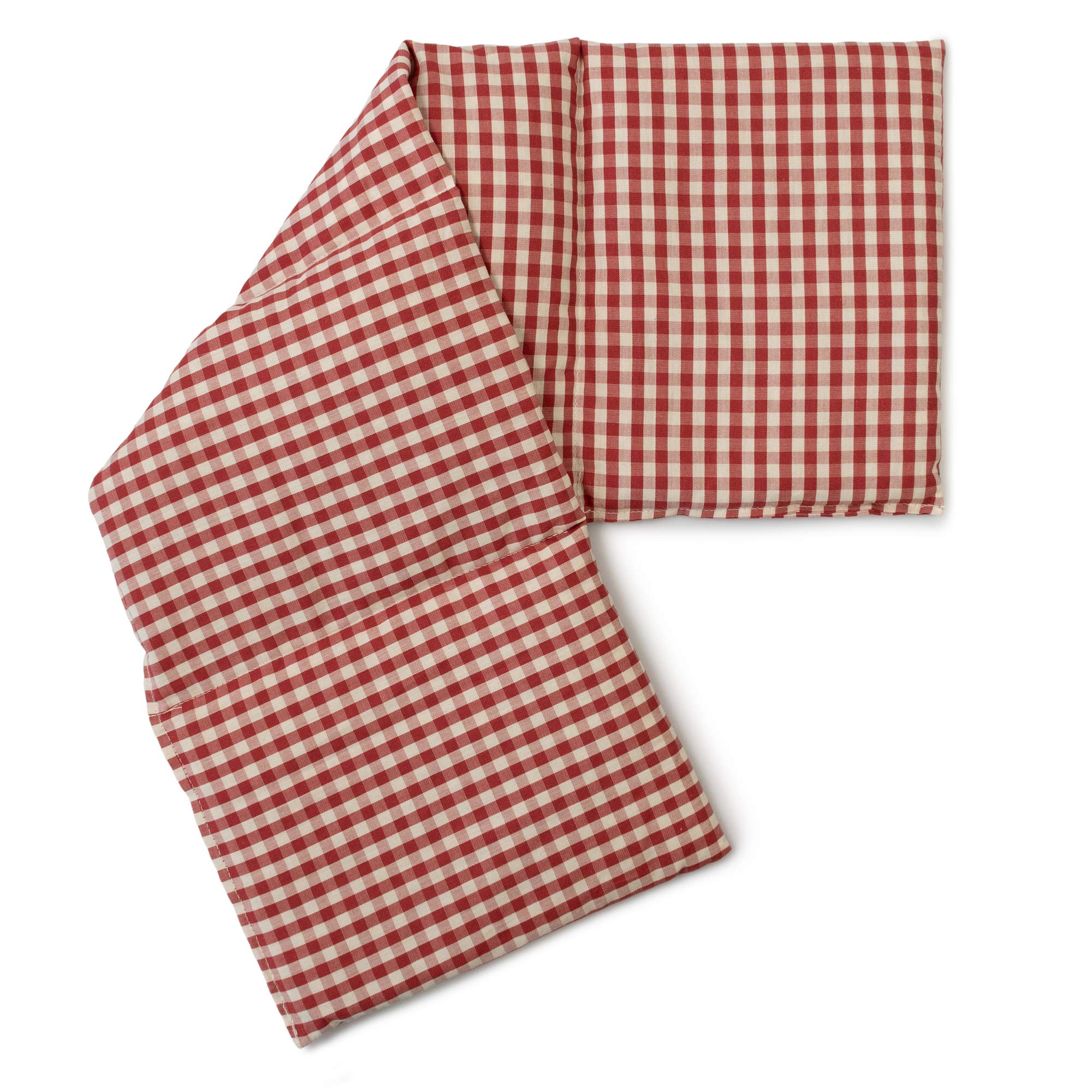 Cuscino bio con semi di farro bio, 60x20cm - 4 compartimenti -Tessuto bio rosso e bianco a quadri - Cuscino riscaldabile per la schiena, il ventre e molto altro. Terapia caldo e freddo . Cuscino termico