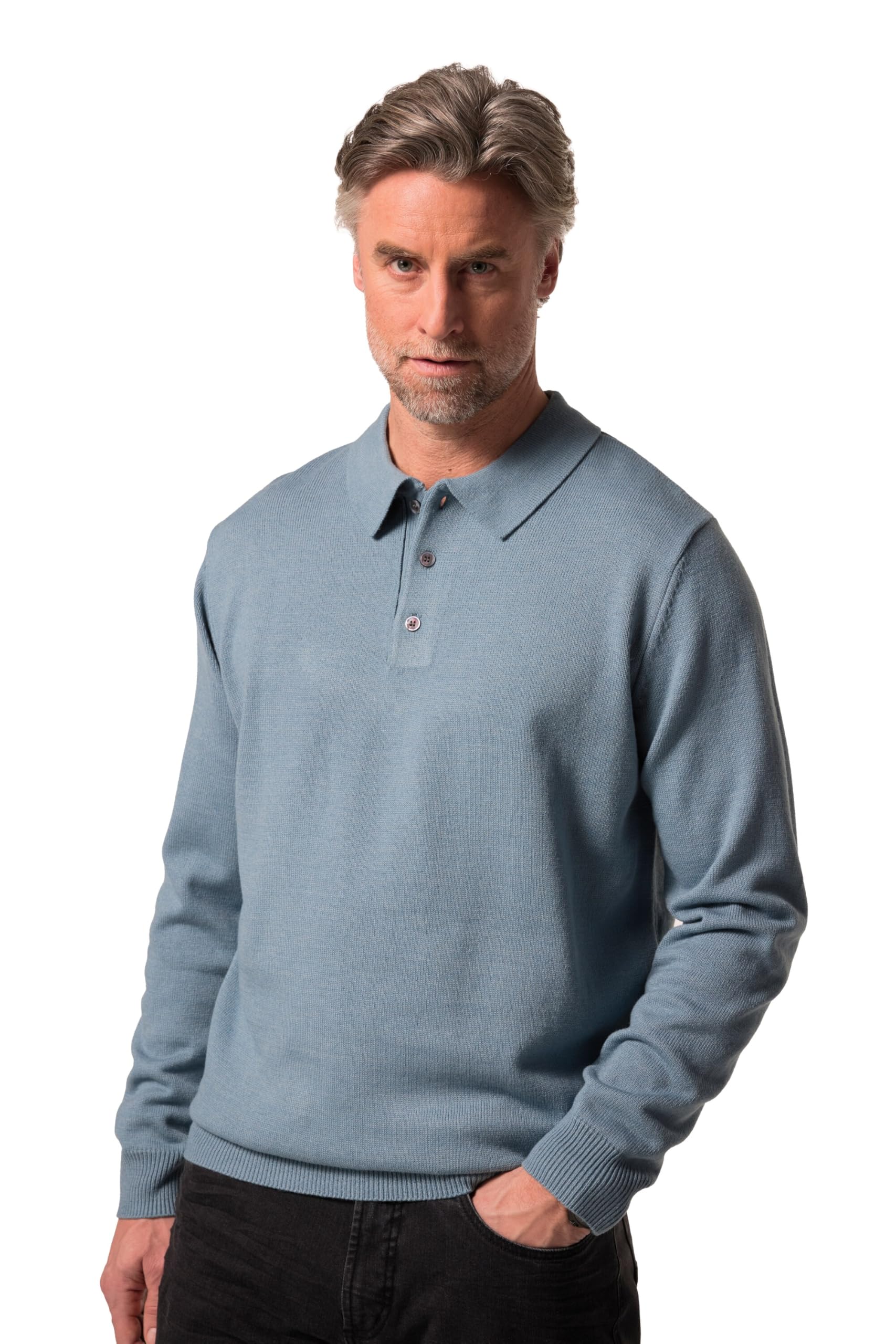 Boston Park Herren große Größen Übergrößen Menswear L-8XL Strick-Poloshirt, Langarm 832930