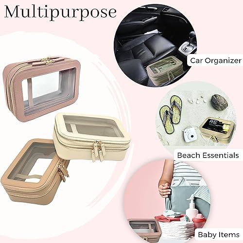 Miniatura 3 de JAZD Bolsa organizadora de maquillaje transparente, bolsa de maquillaje, bolsa de cosméticos, bolsa de aseo para mujer, estuche de maquillaje de