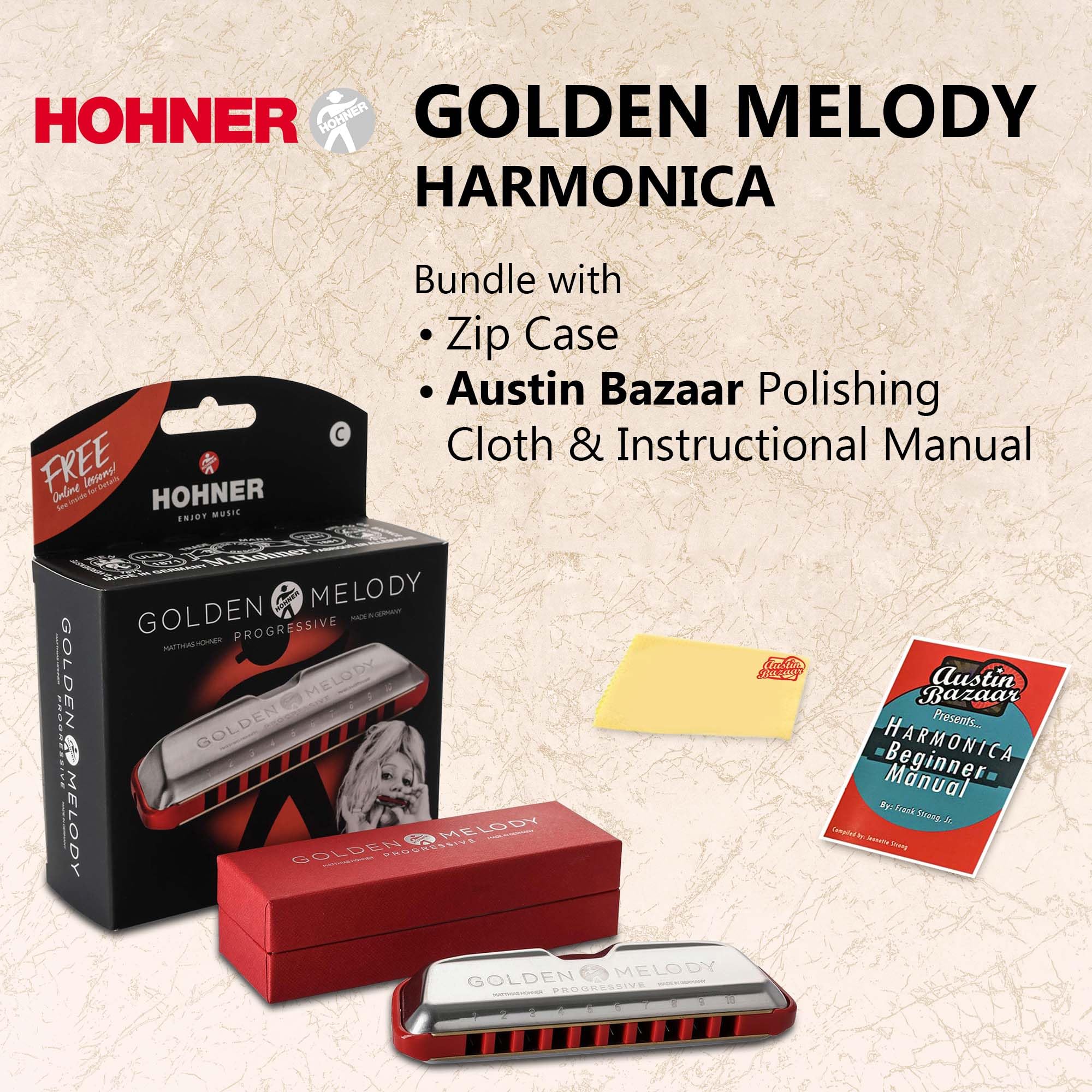 Amazon.com: Hohner Golden Melody Harmonica - Key of C Bundle with