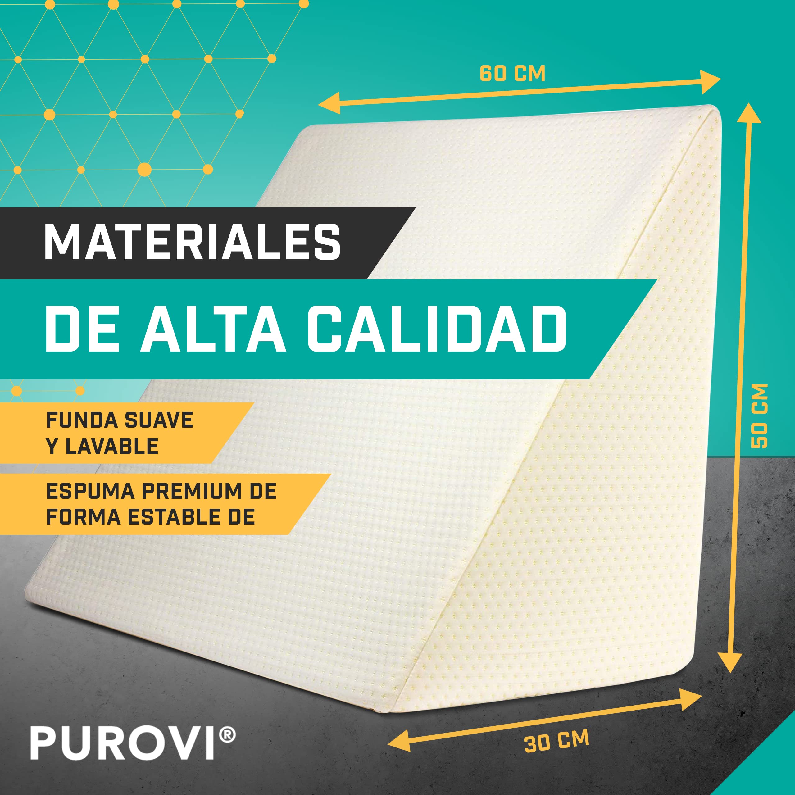 Almohada de Lectura - Almohadas Antireflujo Ergonómicas, cojín con forma de cuña para cama y sofá, soporte para la espalda y elevador de piernas con forma triangular