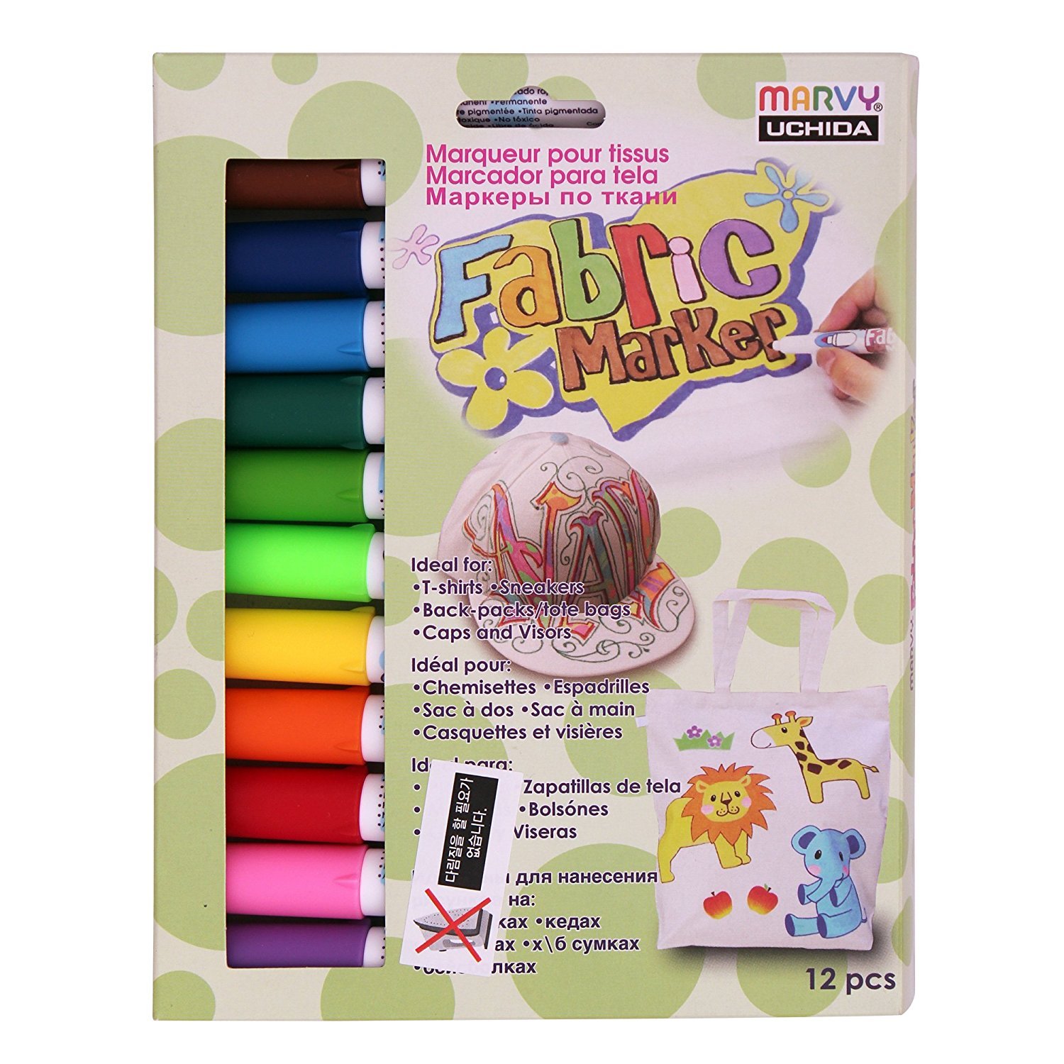 Marvy Uchida Permanent Fabric Marker Set of 12 - Made in Japan