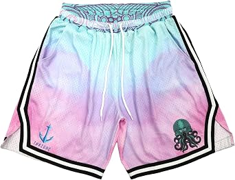 Mens Mesh Athletic Basketball Shorts for Workout Gym | Breathable, Quick Dry, Elastic Waistband with Drawstring, Deep Pockets, HD Graphic Printed, No Fading