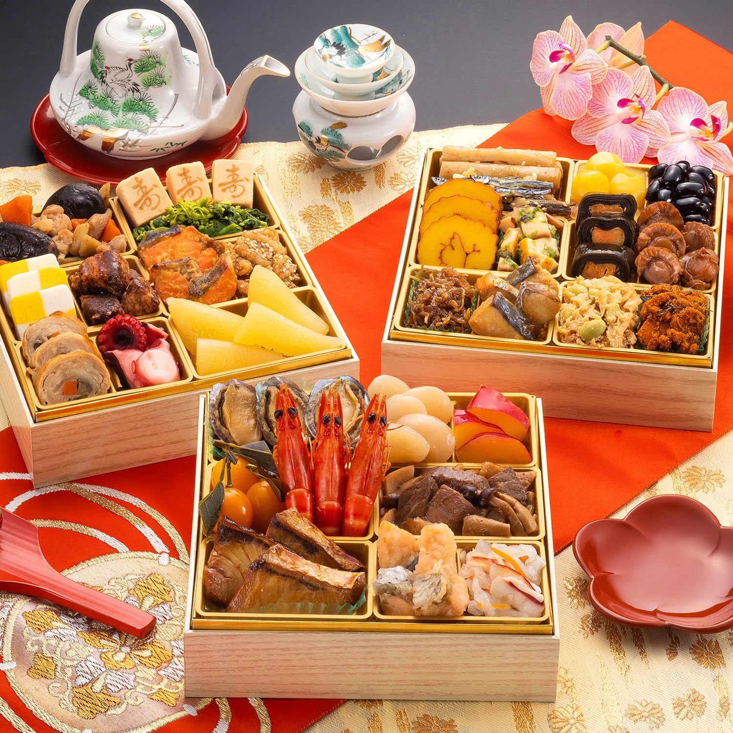 博多久松 豪華定番三段重おせち 高砂 6.5寸3段重 全32品