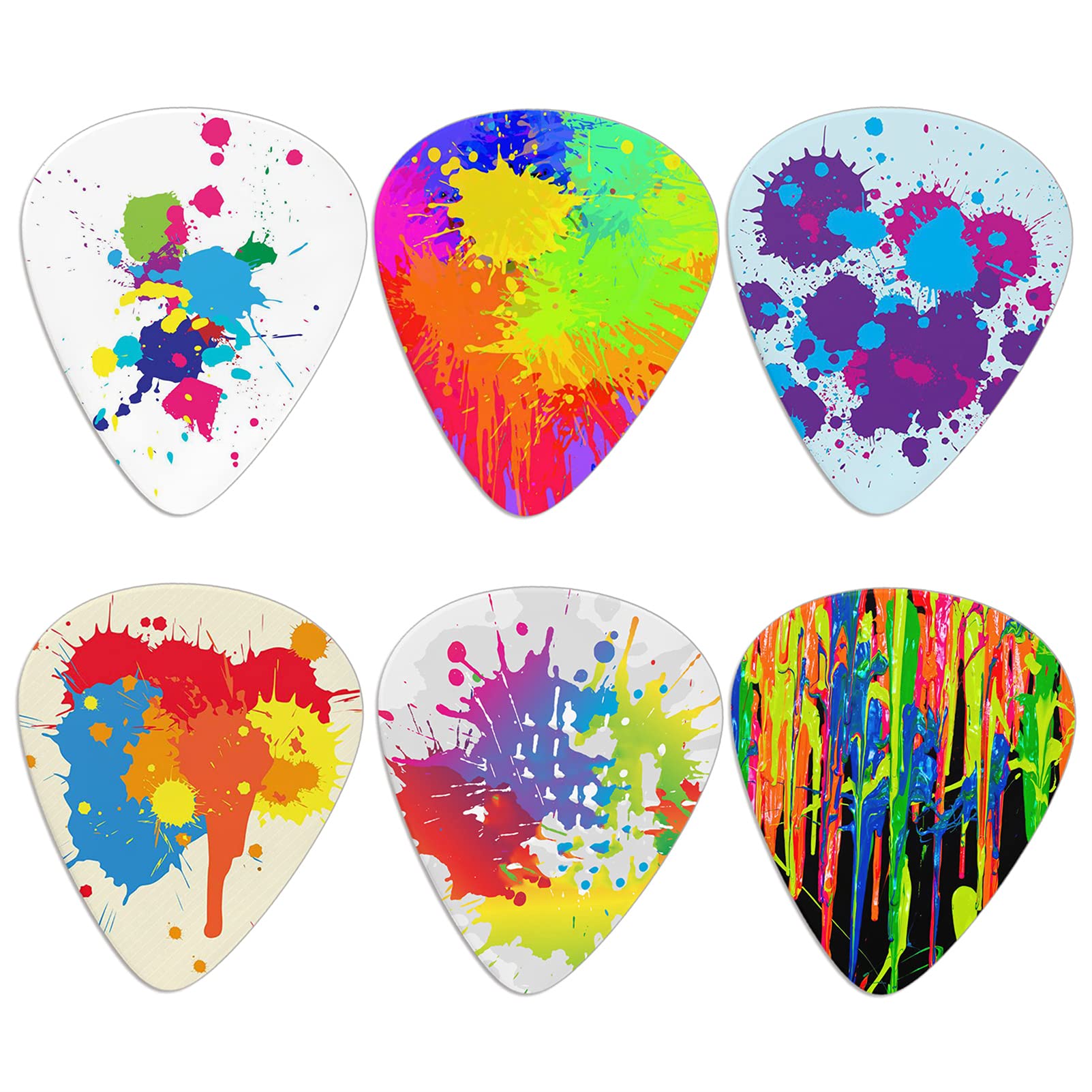 Yiekeluo Abstract Mix-color Painting Guitar Plectrums for Your Acoustic, Electic or Bass Guitar 0.96 mm Gifts for Bass 6 Packs