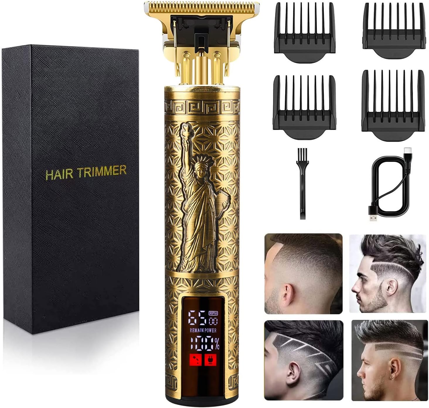 Hair Clippers for Mens Zero Gapped Cordless Hair Trimmer T-Blade Trimmer Professional Haircut & Grooming Kit Rechargeable Edgers Clippers Hair Trimmer Shaver Cutting Kit with LCD Display (Led-NS)