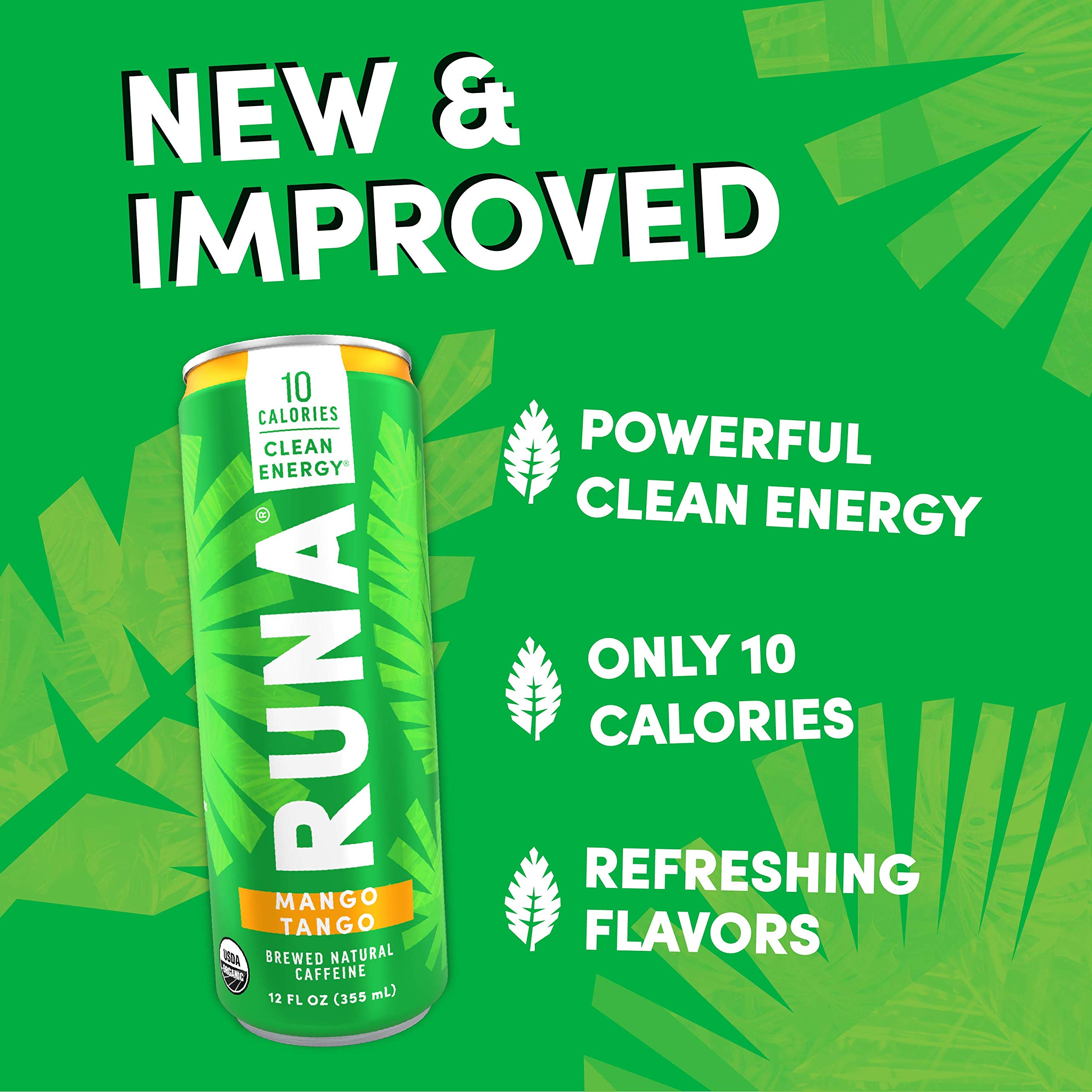 Organic Clean Energy Drink by RUNA, Mango Tango Refreshing Tea Taste