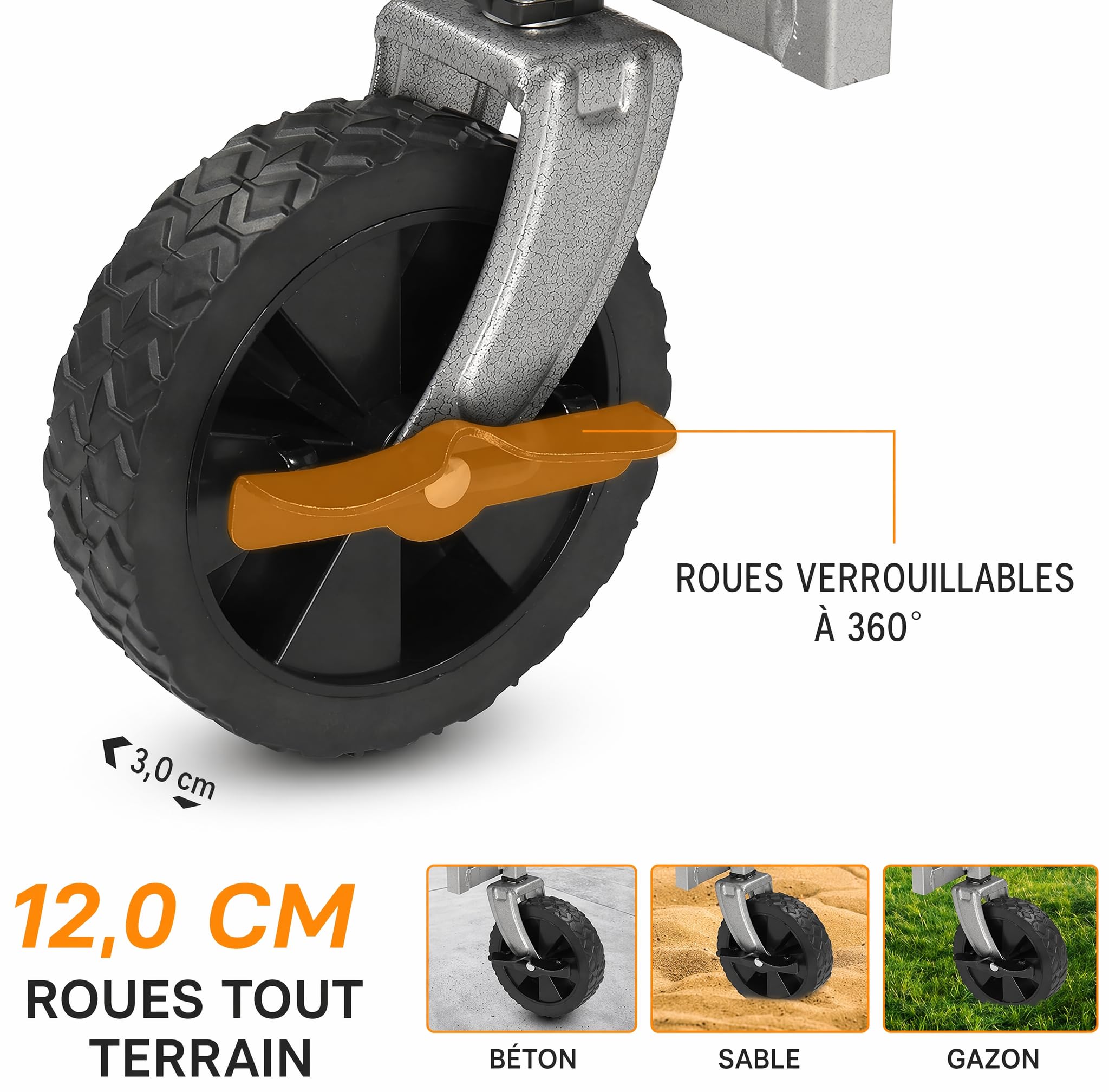 LEADZM Chariot Pliable, Chariot à roulettes avec Jusqu’à 100KG, Petit et léger, pour Transport, Extérieur Camping, Jardin, Festival, Noir argenté