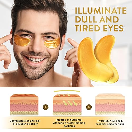 Miniatura 5 de PatchRx - Parches de oro de 24 quilates para ojos hinchados y ojeras con colágeno puro, máscaras de gel para reducir las bolsas de ojos, ojeras