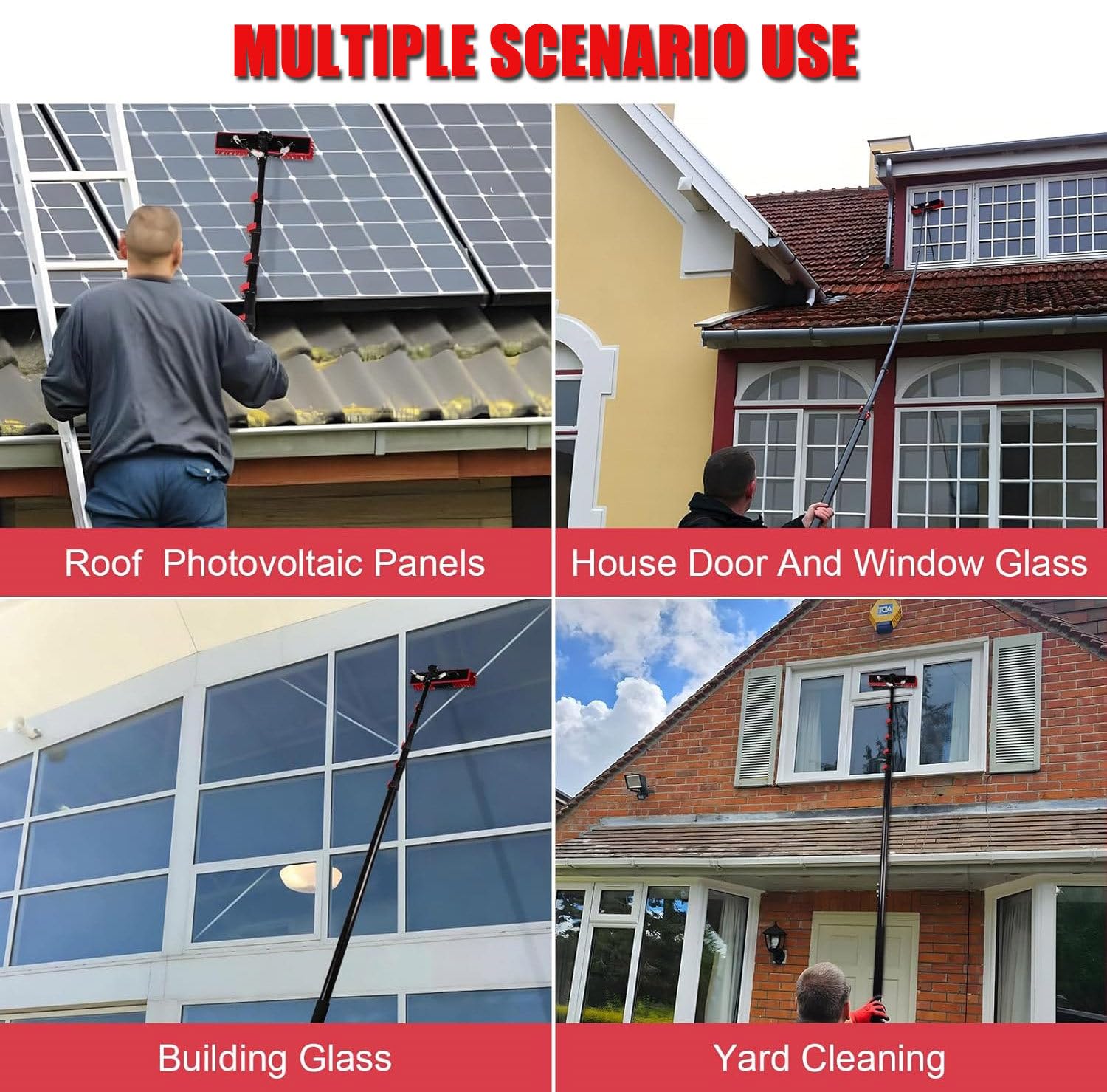 Poste Limpieza Ventanas, 3.6-7m Herramienta De Limpieza De Paneles Fotovoltaicos Cepillo De Limpieza De Vidrio, Lavado De Camiones De Invernaderos Ventanas Cartelería,6m