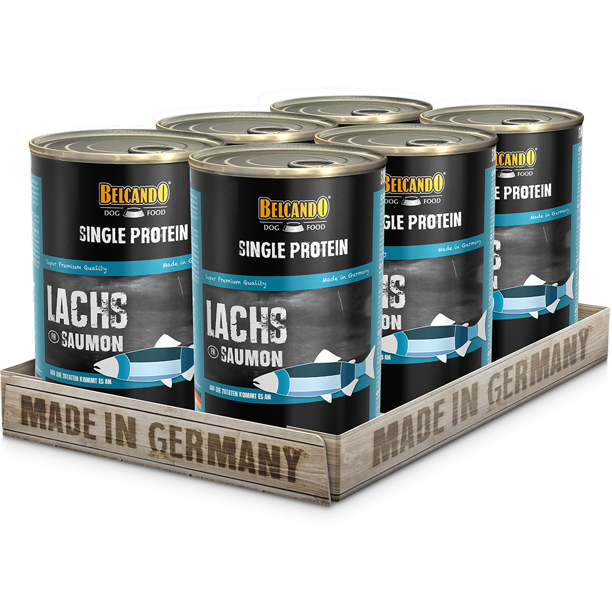 Belcando Single Protein Can [6x400g Salmon] | Varied Wet Dog Food | Monoprotein Wet Food