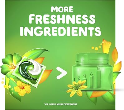 Gain flings! Liquid Laundry Detergent Soap Pacs, HE Compatible, 3 Bag Value Pack, 111 Count, Long Lasting Scent, Original Scent