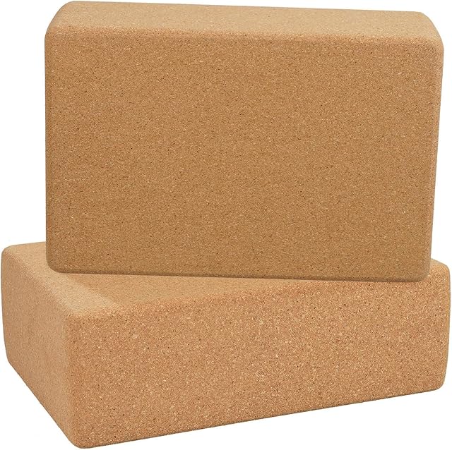 Tuevob Yoga Blocks Set of 2, 76 MM Yoga Blocks Cork Yoga Bricks 100% Natural Yoga Cork Bricks Fitness Blocks for Yoga Fitness Training Sports Pilates Handstand Yoga Blocks