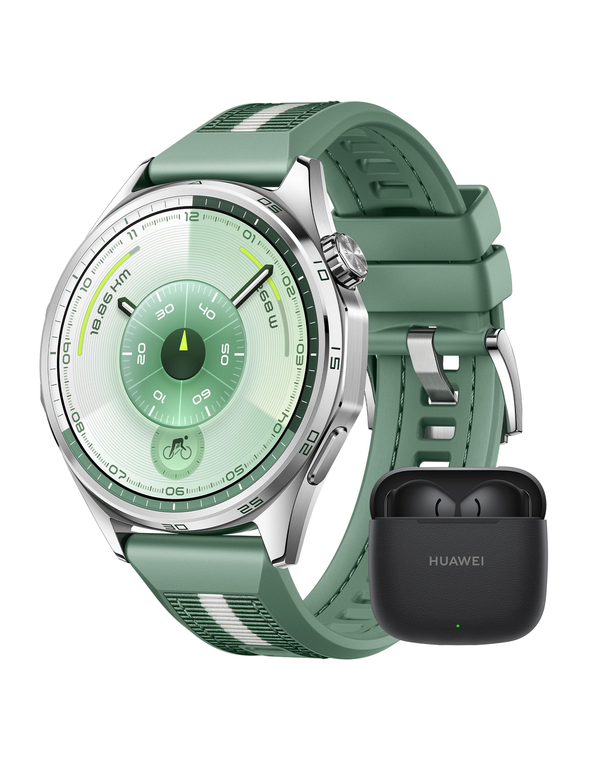 HUAWEI WATCH GT 6 46 mm Verde + FreeBuds SE 3 Nero, Smartwatch, Display AMOLED da 1,47 pollici, Fino a 21 giorni, Ciclismo, Oltre 100 Modalità Sportive, iOS e Android, Pagamento NFC