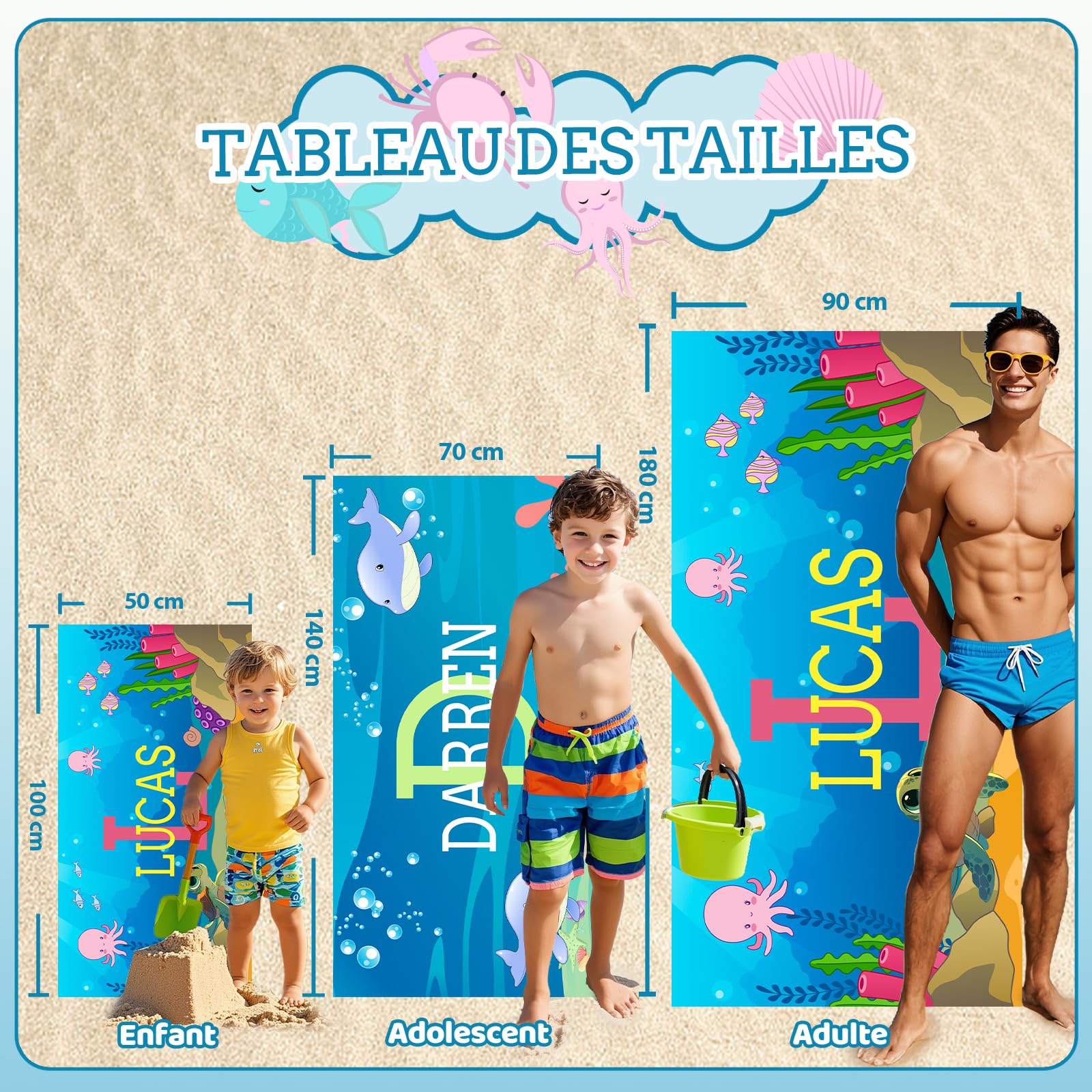 Serviette De Plage Personnalisée Photo - Microfibre Ultra Absorbante, Séchage Rapide, Anti-sable, 3 Tailles, Cadeau Idéal - 9