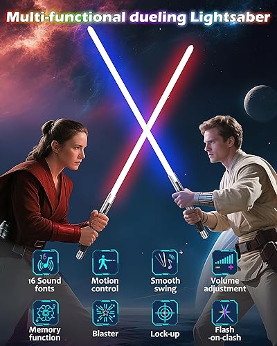 Miniatura 3 de Sable de luz Cal para adultos, sable de luz de duelo, longitud de control de movimiento, 47.24 pulgadas, sables de luz con 16 fuentes de sonido,
