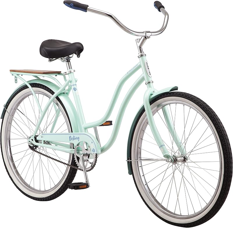 Bicicleta Schwinn Destiny Cruiser, Bicicleta de 26 pulgadas para mujeres y hombres, Bicicleta Beach Cruiser de una sola velocidad, Freno de montaña trasera, Asiento acolchado cómodo, Posición de conducción vertical, Bicicleta para adultos
