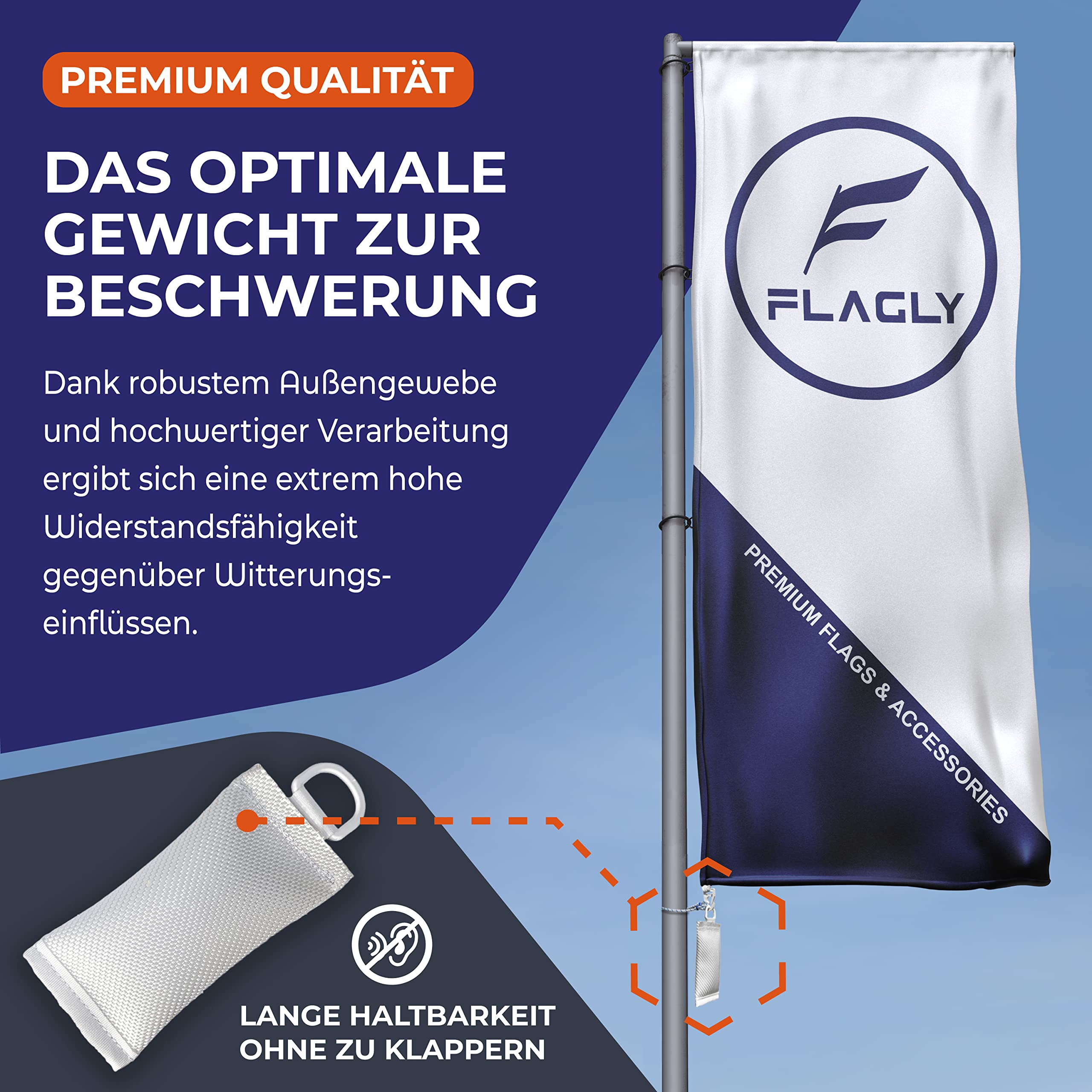 Kit D'accessoires Pour Drapeau Flagcessories | 1 Poids De Drapeau 400g + 5 Sangles Anti-claquement | Fixation Pour Mât