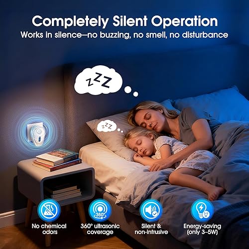 Miniatura 6 de Repelente ultrasónico de plagas 2026, paquete de 7 paquetes, repelente de insectos para interiores, 3 modos, control de plagas, ratón repelente,