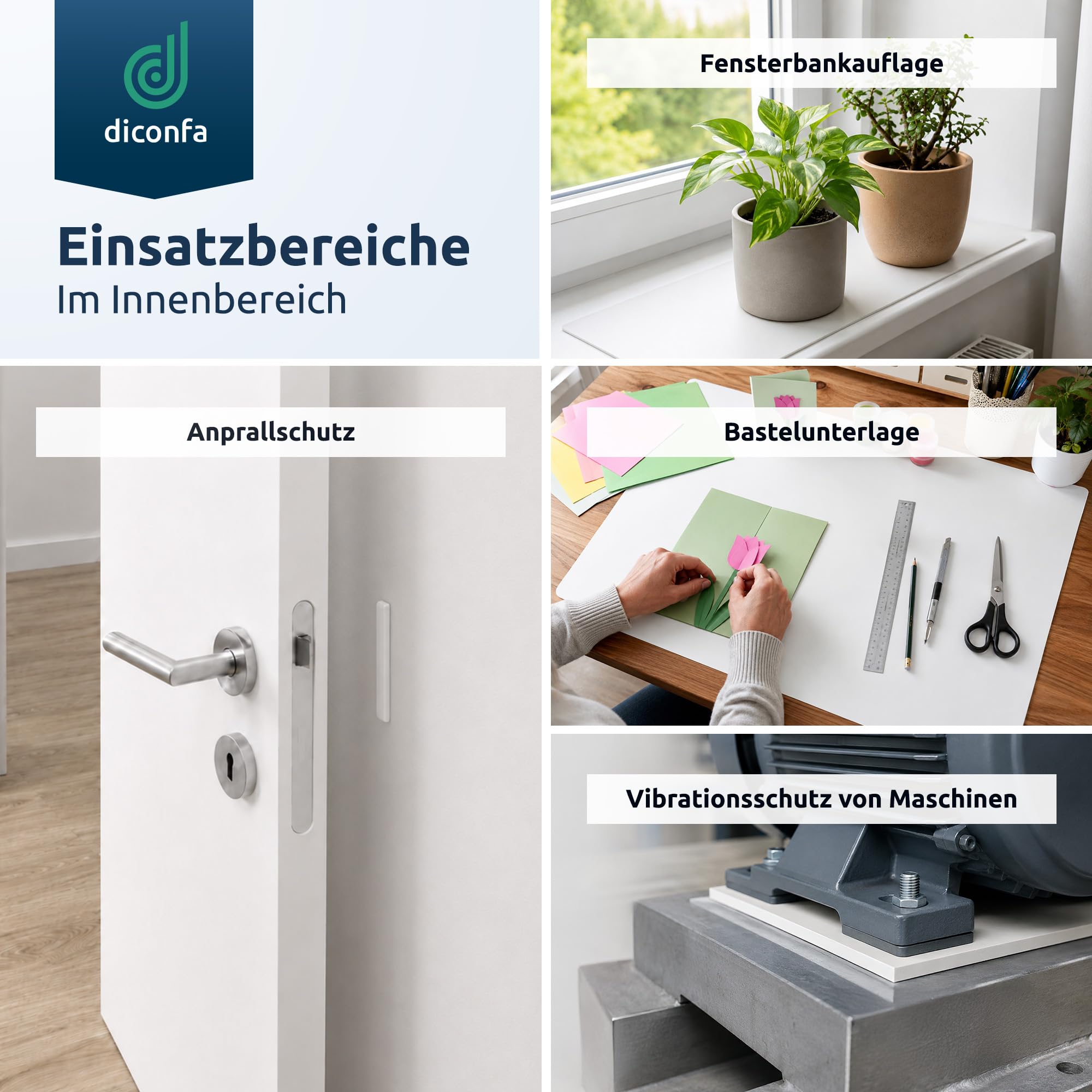diconfa Gummistreifen EPDM hell weiß 200mm 20cm breit - Dicke 1 bis 5mm - LÄNGE 0,05 bis 10m - 1200mm (120cm) lang, 4mm stark - KEIN Geruch Gummimatte UV-stabil FDA-konform für Lebensmittel