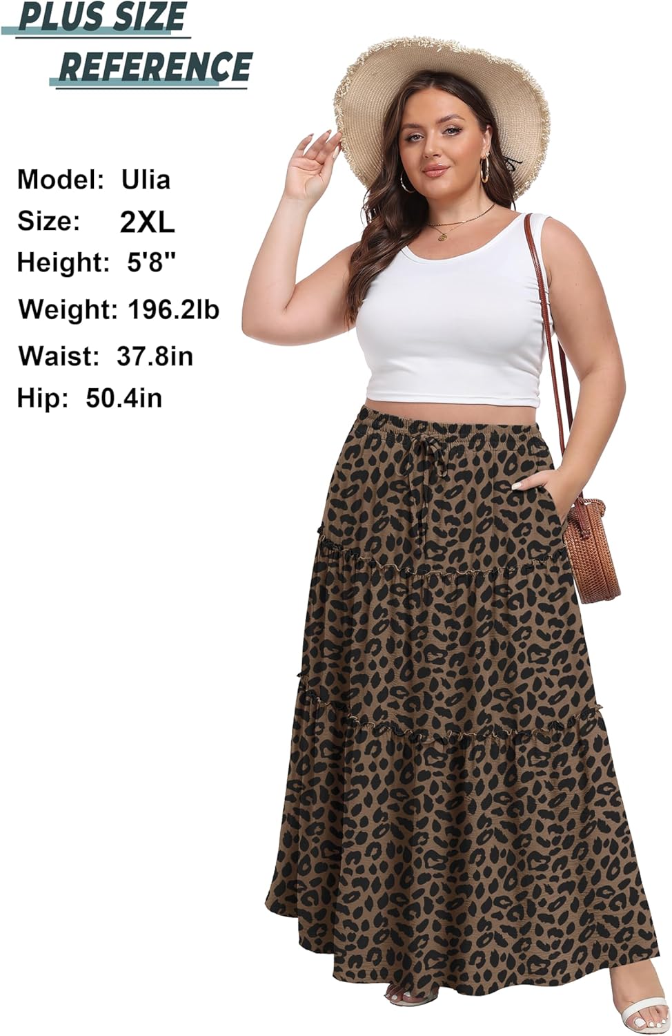 Lepunuo Womens Casual Boho High Waisted Flowy Maxi Skirts Tiered Floral Long Skirts with Pockets for Summer Beach Vacation