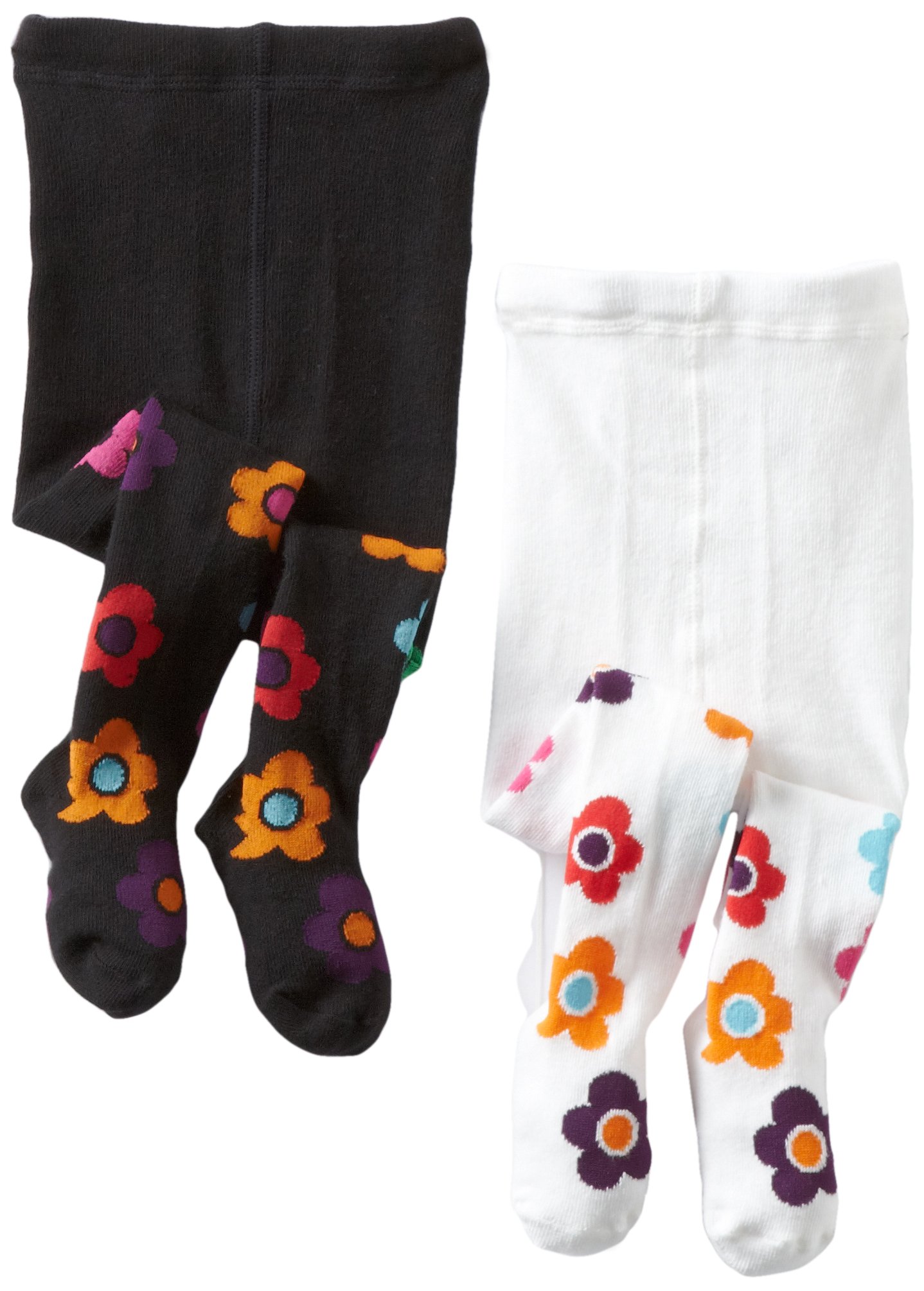 Country Kids Baby Girls' Daisy 2 Pair Tights, White/Black, 12 24 Months