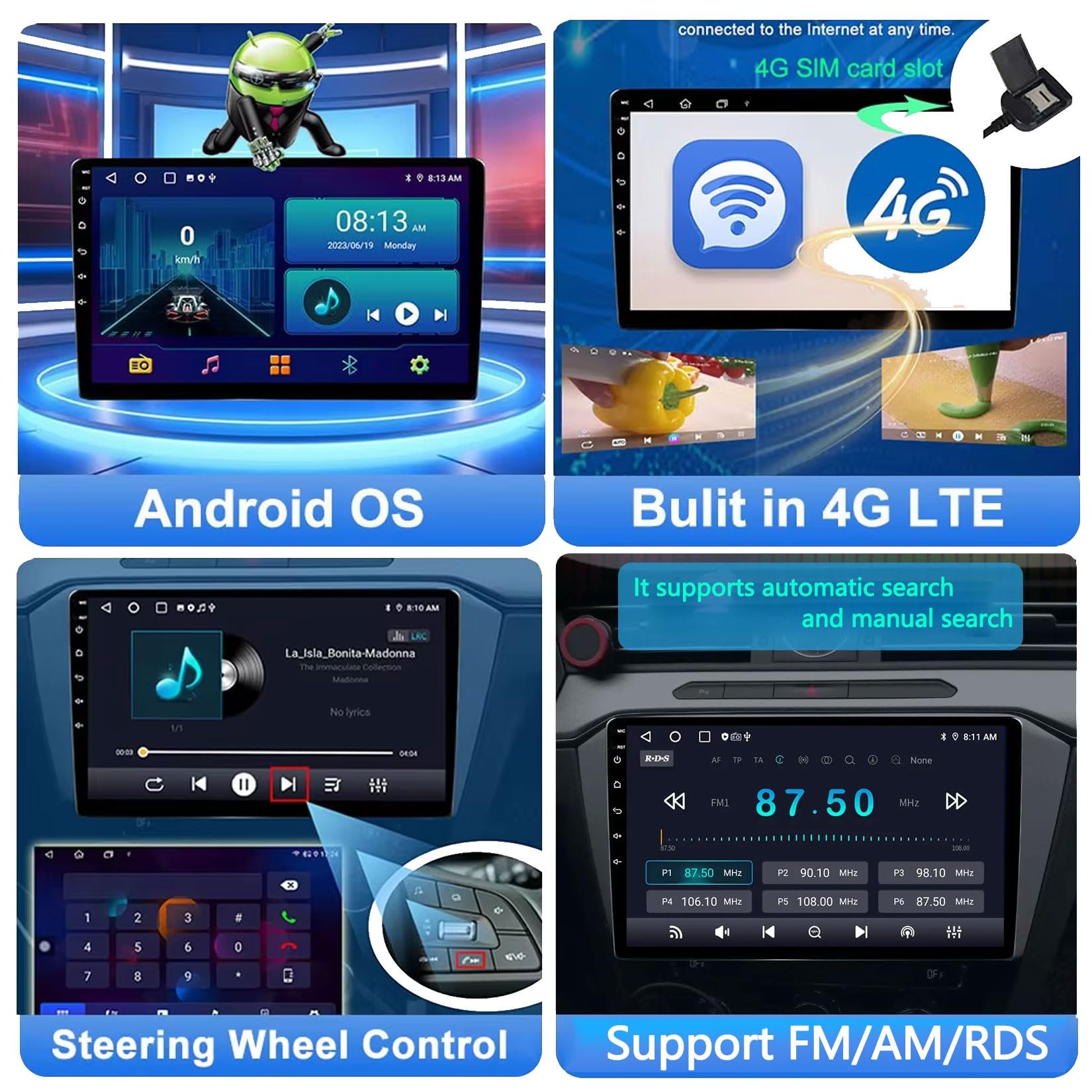 9 Pollici Android 14 Autoradio 2 Din per BMW Mini Cooper S R50 R52 R53 2004-2007 con Carplay Android Auto Senza Fili Bluetooth Stereo Auto Vista Posteriore in Diretta,con Comandi al volante/Mic(P3 WIF