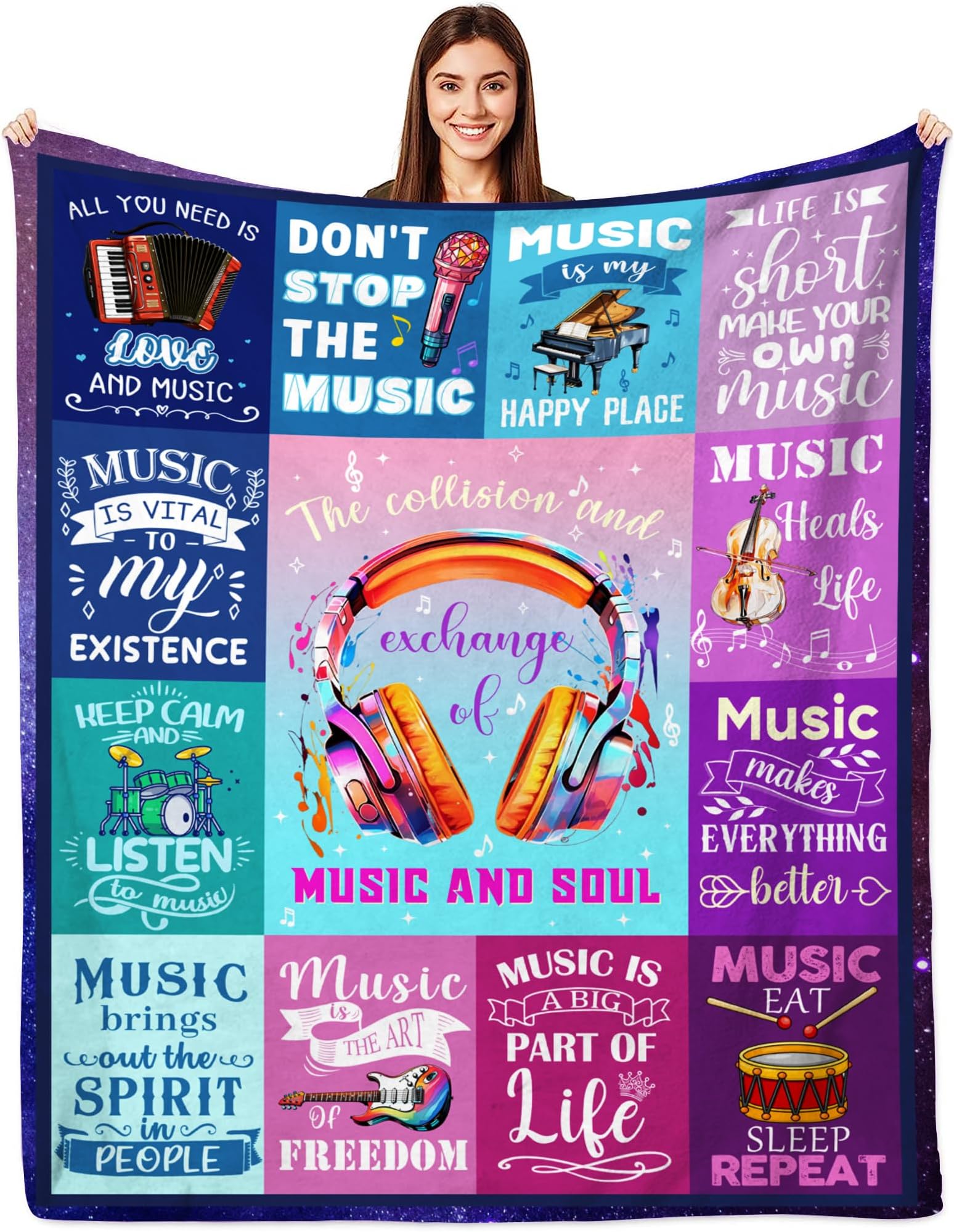 Music Blanket 60"x 50", Music Gifts, Gifts for Music Lovers, Music Themed Gifts for Adults, Music Note Blanket for Women