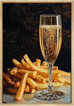 Food Fries Wall Art Trendy Cocktail Prints Vintage Kitchen Artwork Bar Cart Painting Food and Cocktail Poster Martini and French Fries Wall Art Aesthetic Kitchen Picture for Bedroom 16x24in No Frame