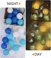 DeepDream LED Fényfüzér Pamutgolyókkal 5m 20 LED Kék Színű Hálózati Adapter Gyerekszoba Dekoráció Party Esküvő 2