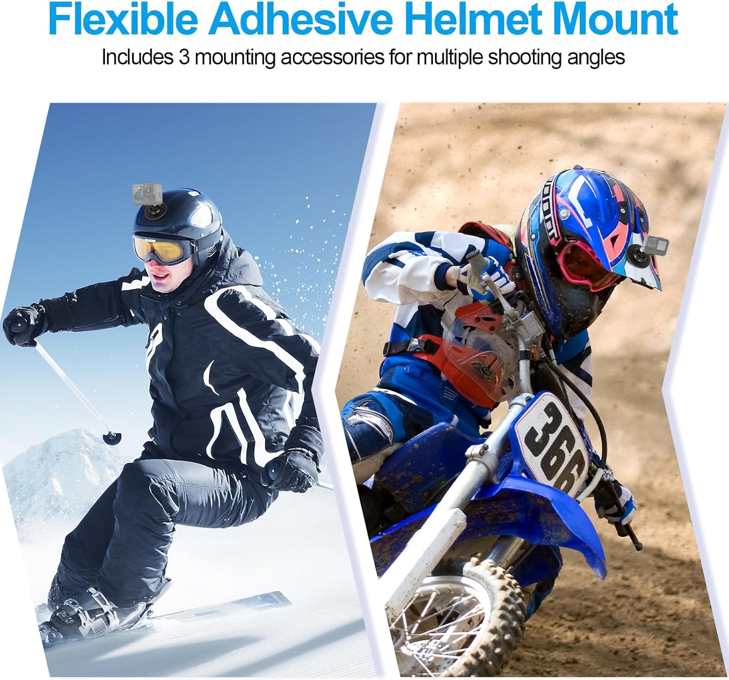 3 Pack Flexible Adhesive Helmet Mounts, Sticky Helmet Camera Mount Kit with Large Base, Accessories for Gopro Hero13/12/11/10/9/8 Max DJI Action 5 Pro 4 3 Insta360 X5 X4 X3 Ace Pro 2