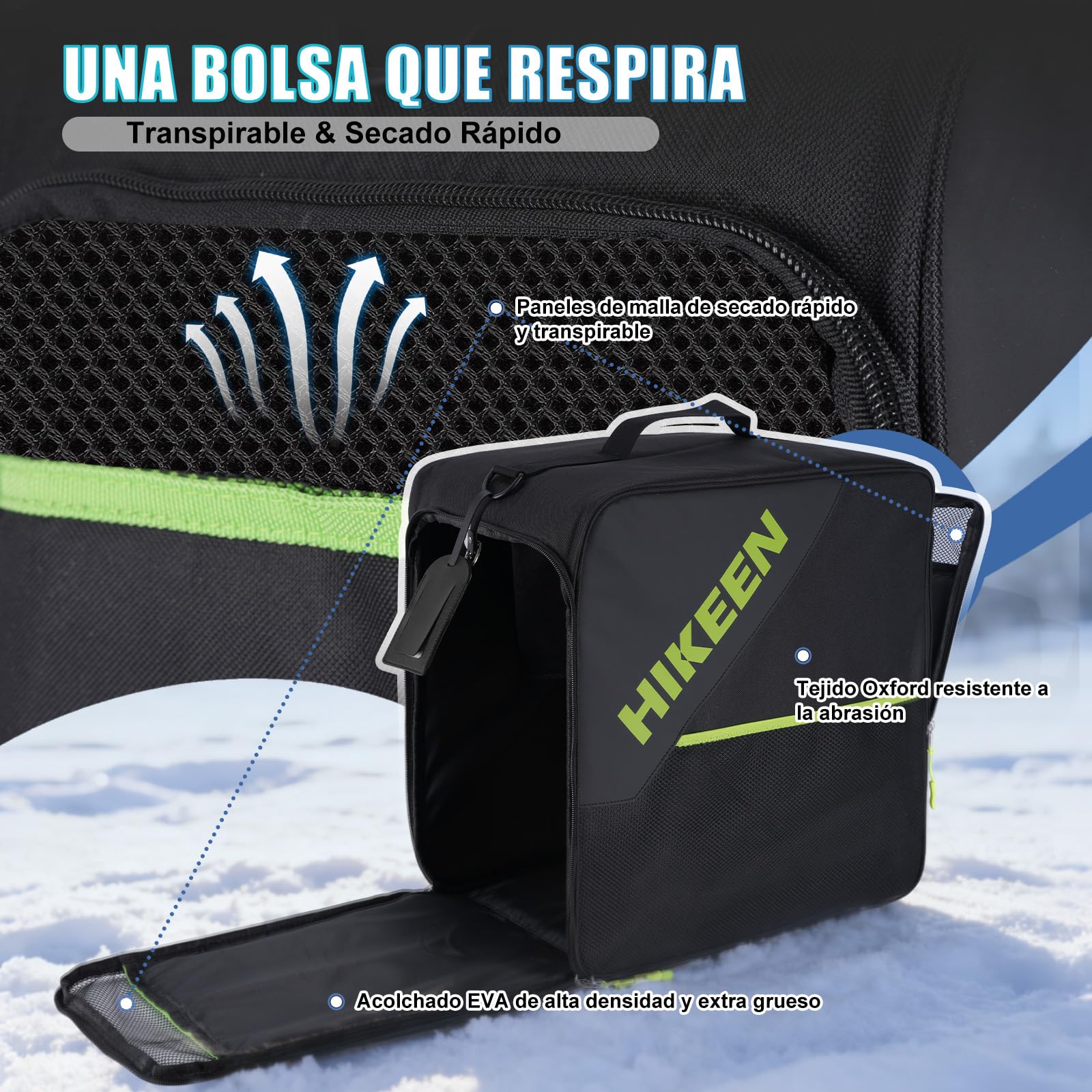 Bolsa Botas Esqui con Sistema Ventilación de Malla y Refuerzo EVA 40L