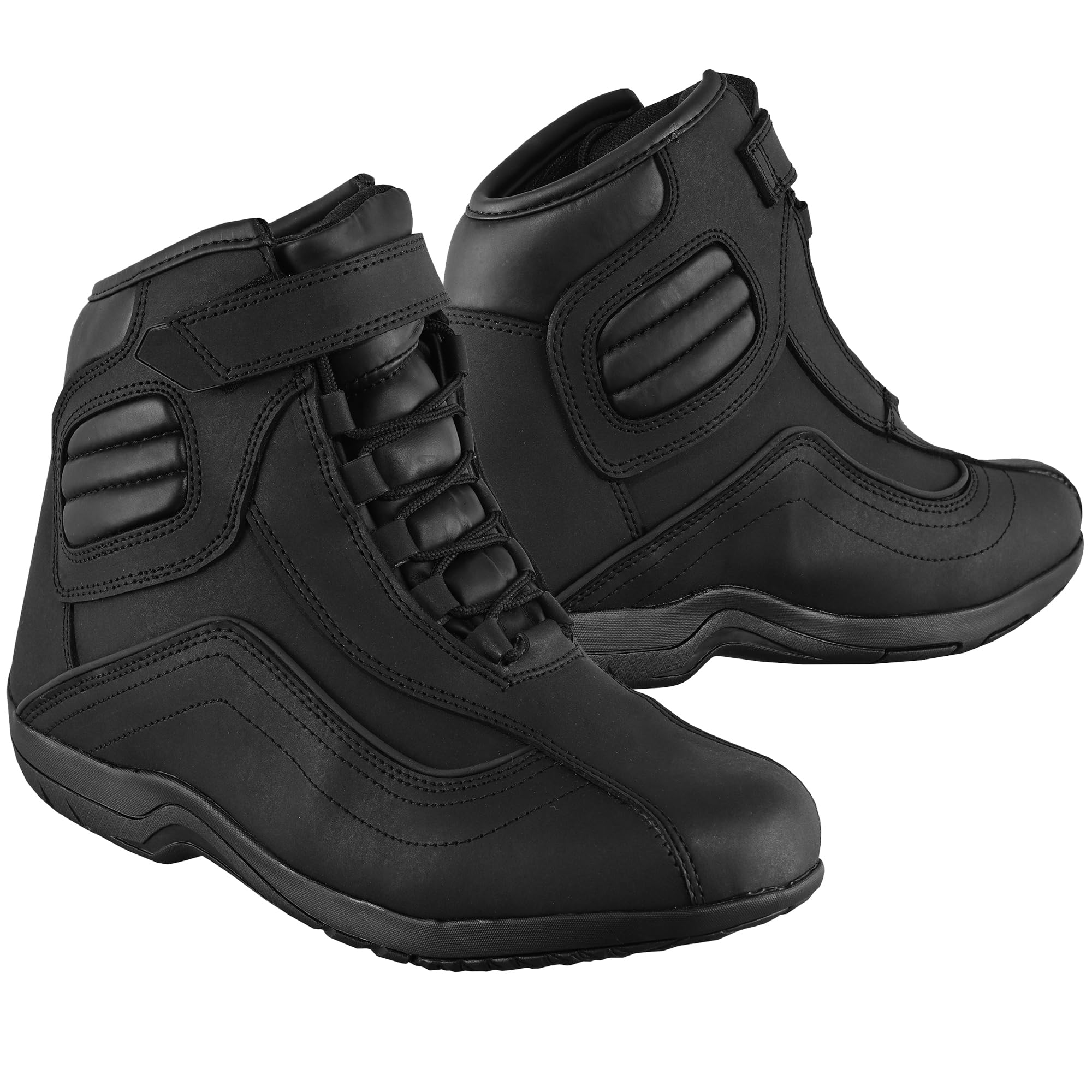 6010 Bottes de moto en cuir pour homme avec semelle en caoutchouc antidérapante et protection CE EN 13634:2017