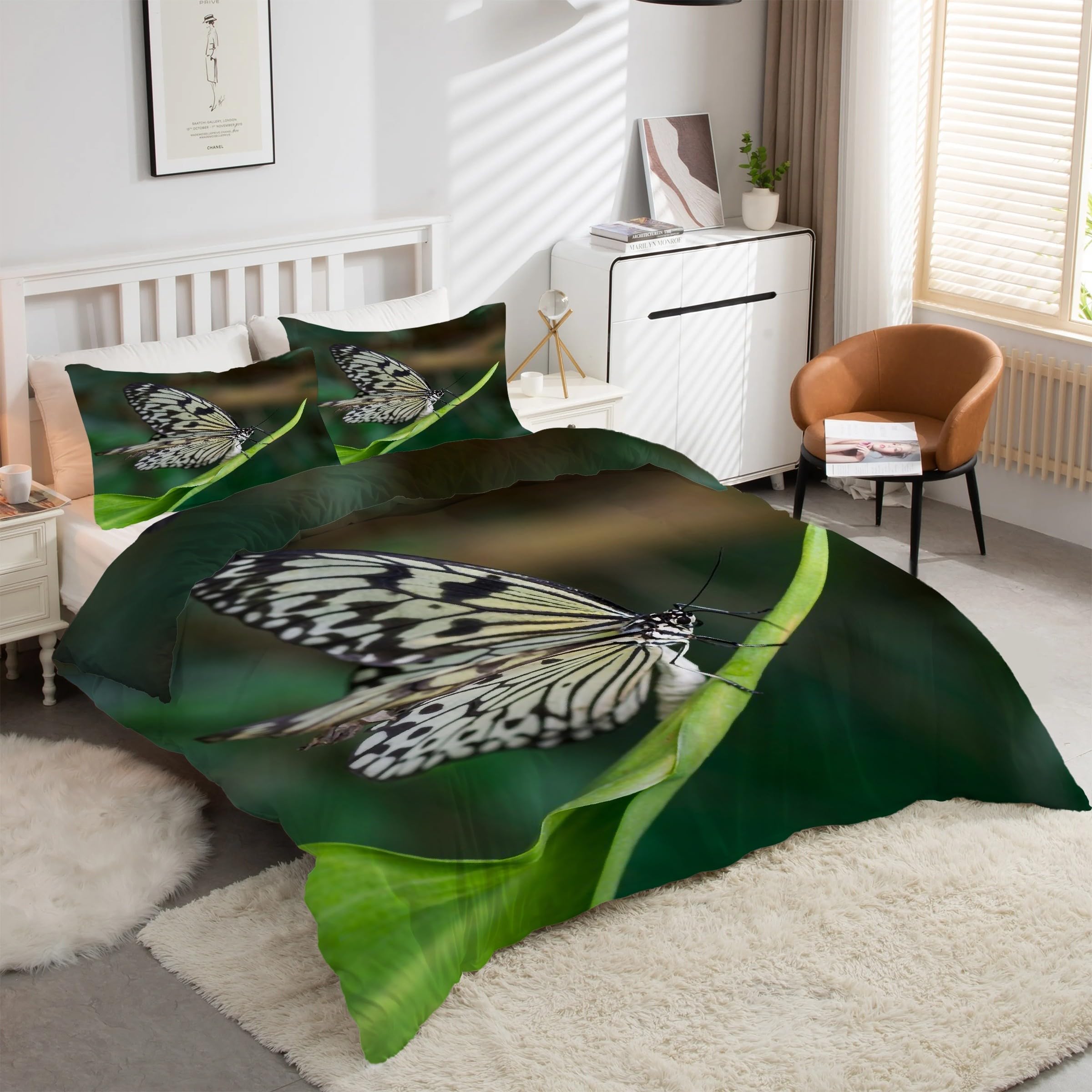 Housse de Couette 200x200 Motif Nature Printanière en Microfibre pour Lit Adulte