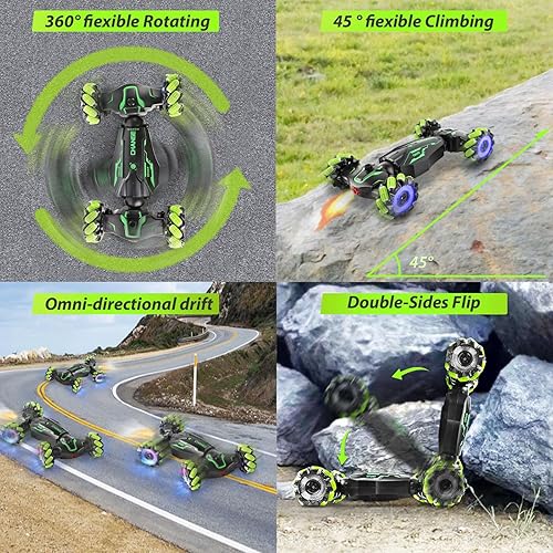 Vista 7 de FEIMUOSI Coche de control remoto RC Toys: - Coche RC Drift Coche recargable de juguete con luz música gestos, transformador de acrobacias giratorio