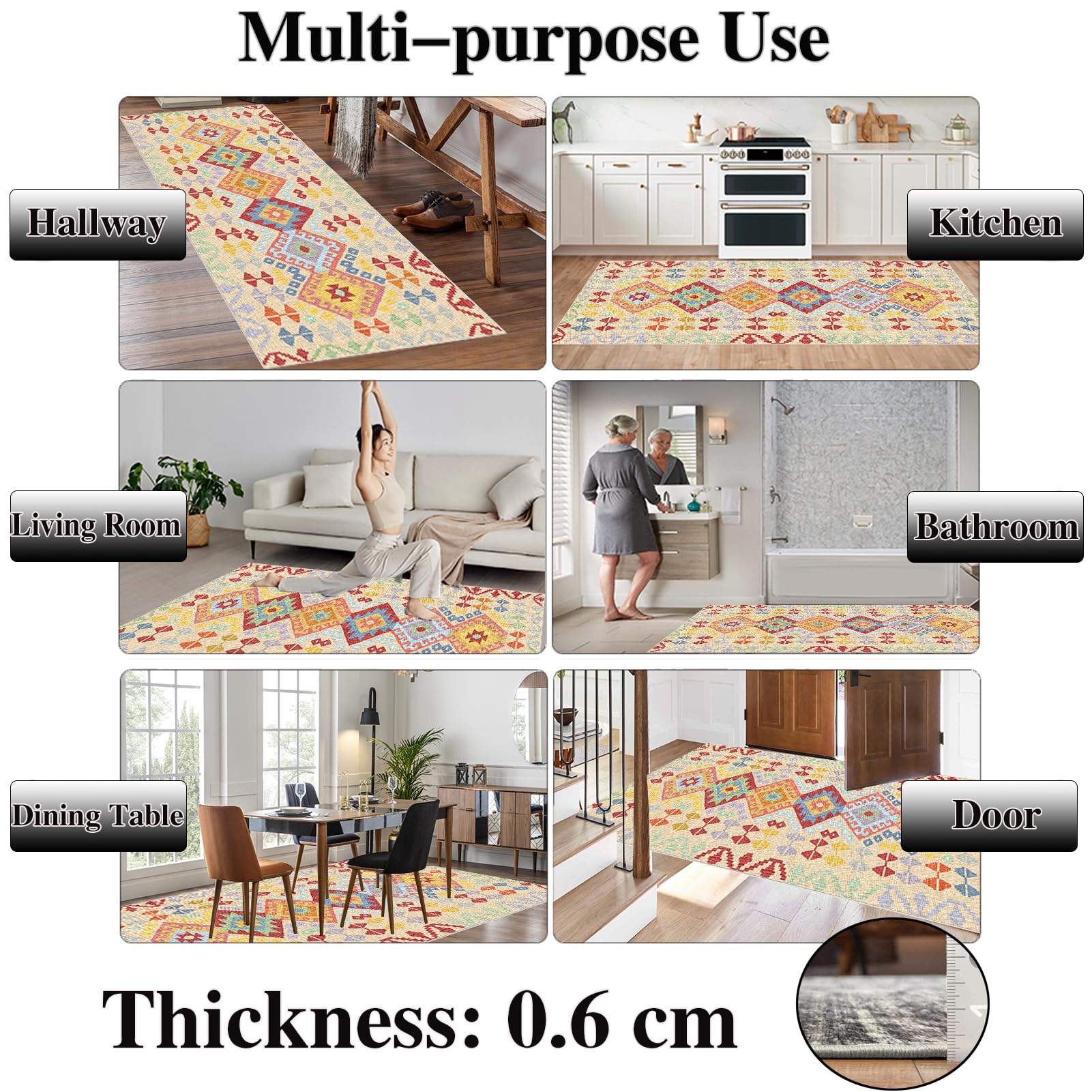Tappeto Corridoio Lungo Tappeto Cucina Lavabile Tappeti Runner Passatoia Corridoio Antiscivolo Tappetini da Cucina 40 x 200 cm Tappetino per Pavimenti in Moquette Tappeto per Ingresso Lavanderia