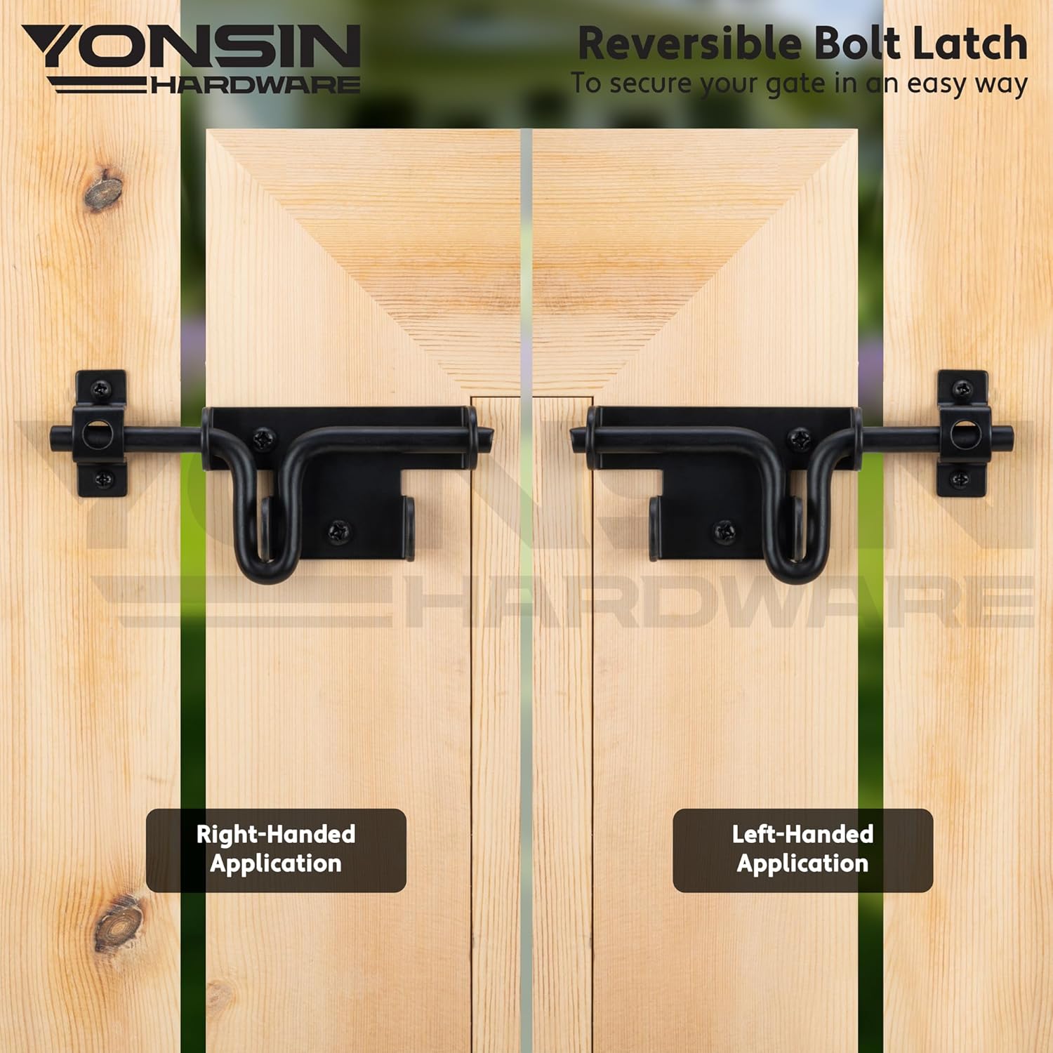 4 Pcs Slide Bolt Gate Latch Heavy Duty for Wooden Fence, Sliding Bolt Gate Latch Door Lock Hardware with Padlock Hole, Door Latch for Wooden Gate, Vinyl Fence, Barn, Shed, Black