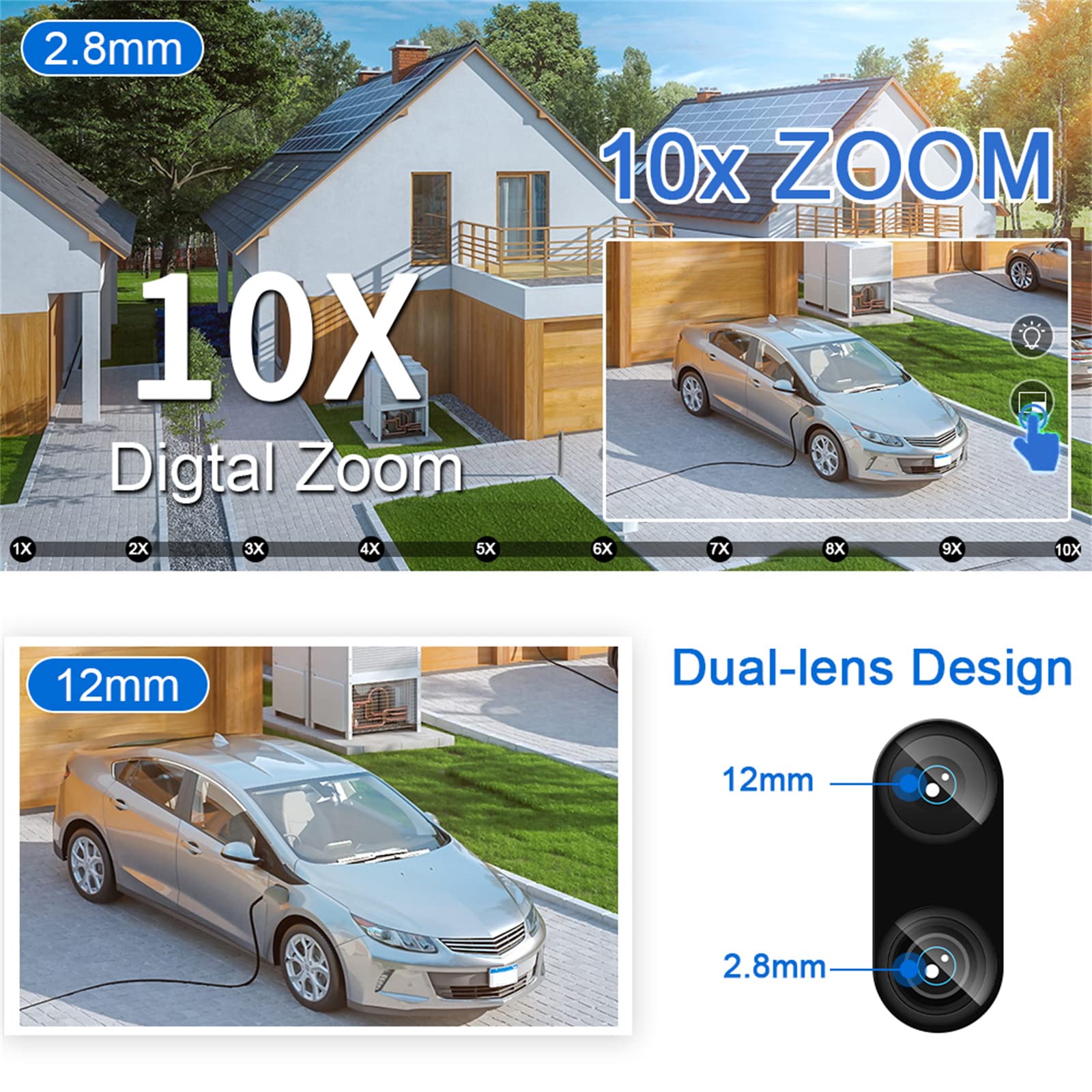 Caméra Ampoule Full HD 4MP Zoom 10X Double Objectif E27 Ampoule Caméra De Surveillance WIFI Suivi Automatique 360 PTZ Caméra IP Couleur Vision Nocturne Sécurité IP CCTV