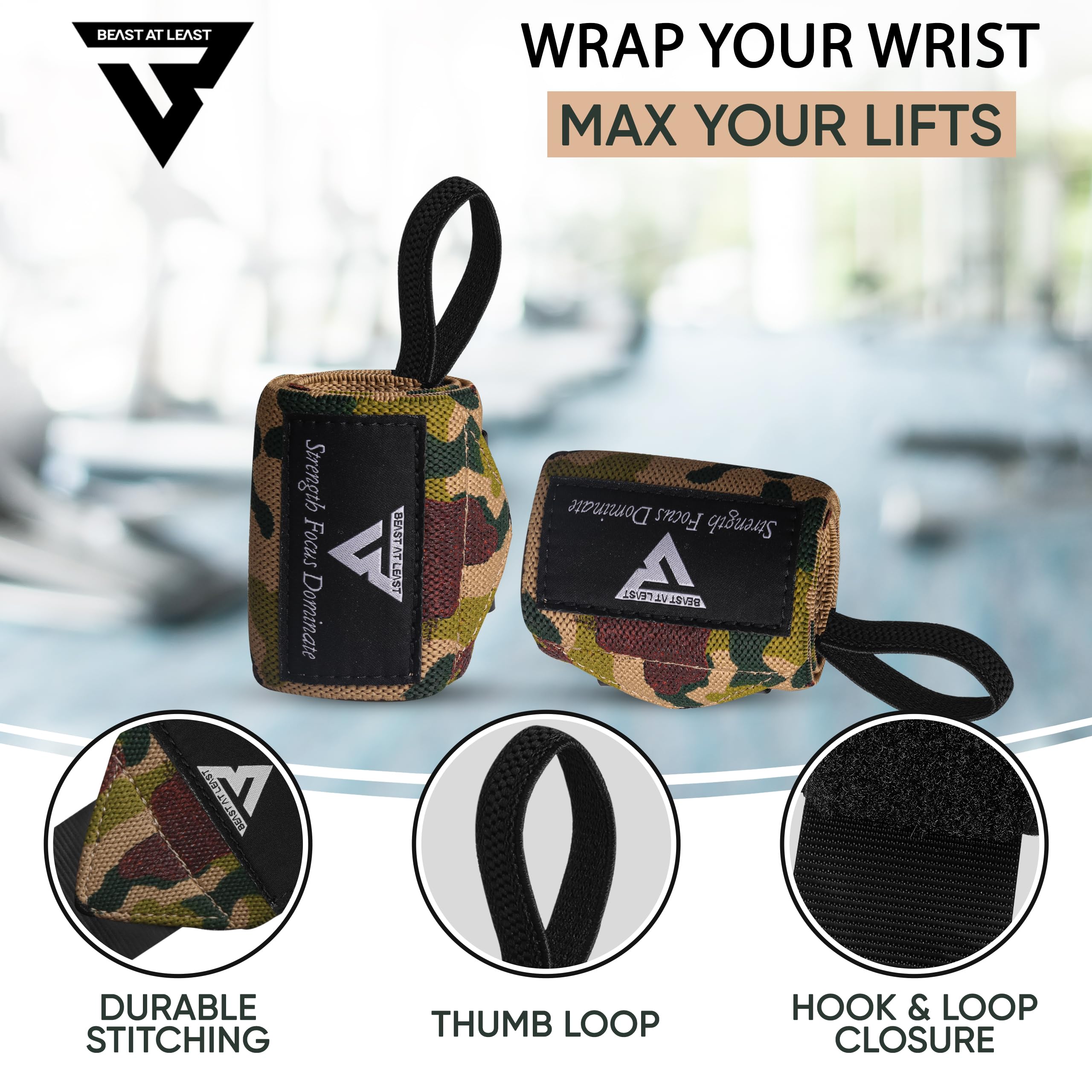 Gewichtheben Handgelenkbandagen – 45,7 cm Baumwolle Handgelenkstütze mit Daumenschlaufe – Gym Straps für Workout Powerlifting Gewichtheben Fitness Krafttraining steife