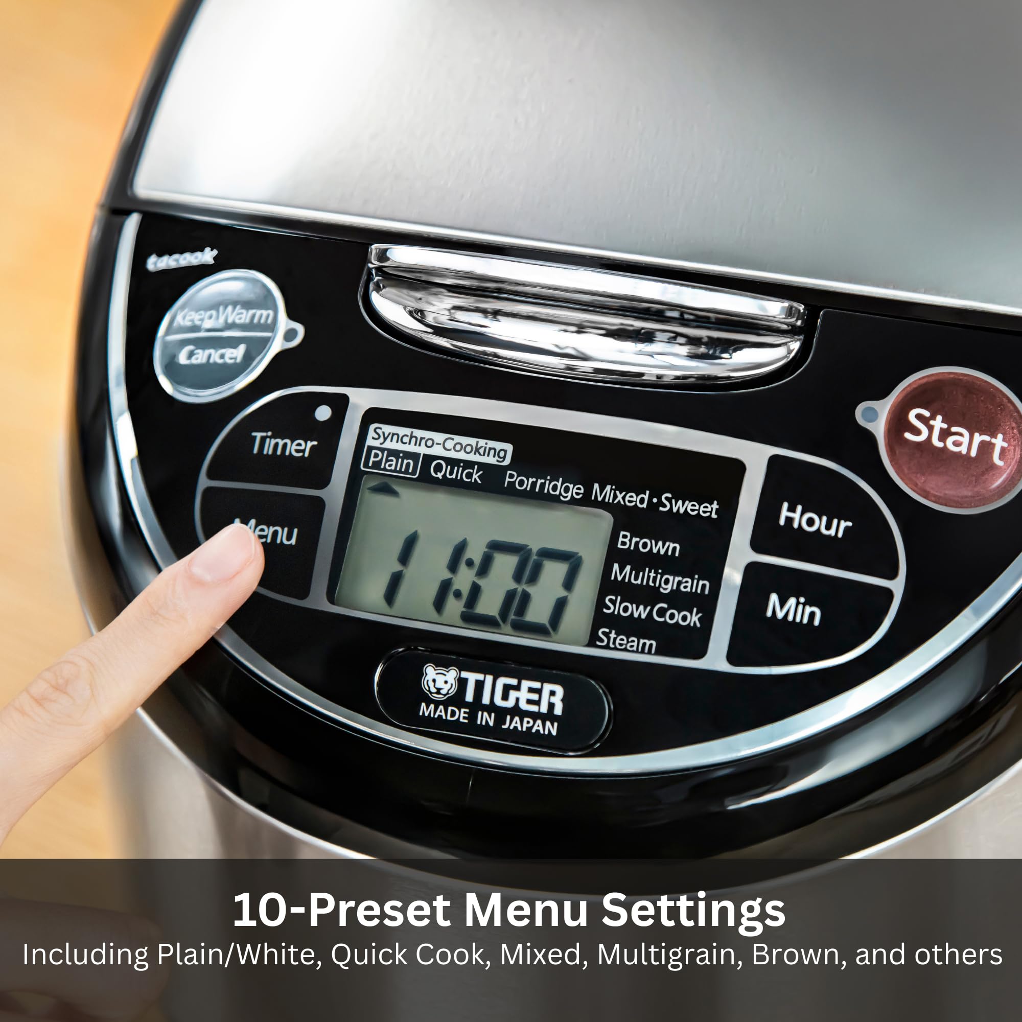 Tiger JAX-T18U-K 10-Cup Rice Cooker with Steamer & Slow Cooker.