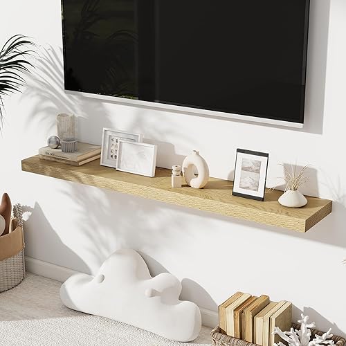 Miniatura 2 de Estantes flotantes para pared, juego de 2 estantes flotantes de 24 pulgadas, estante de madera rústica montado en la pared para baño, sala de estar,