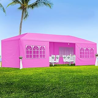 10' X 30' Outdoor Wedding Party Tent Pink Canopy Tent with 8 Removable S...